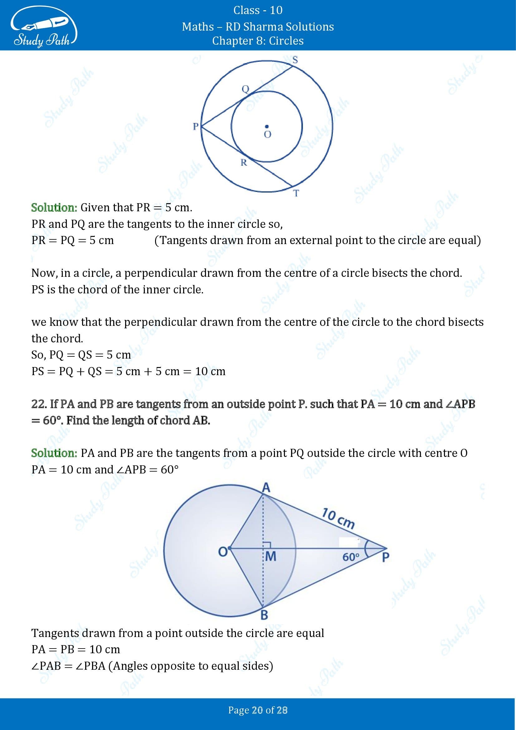 RD Sharma Solutions Class 10 Chapter 8 Circles Exercise 8.2 00020