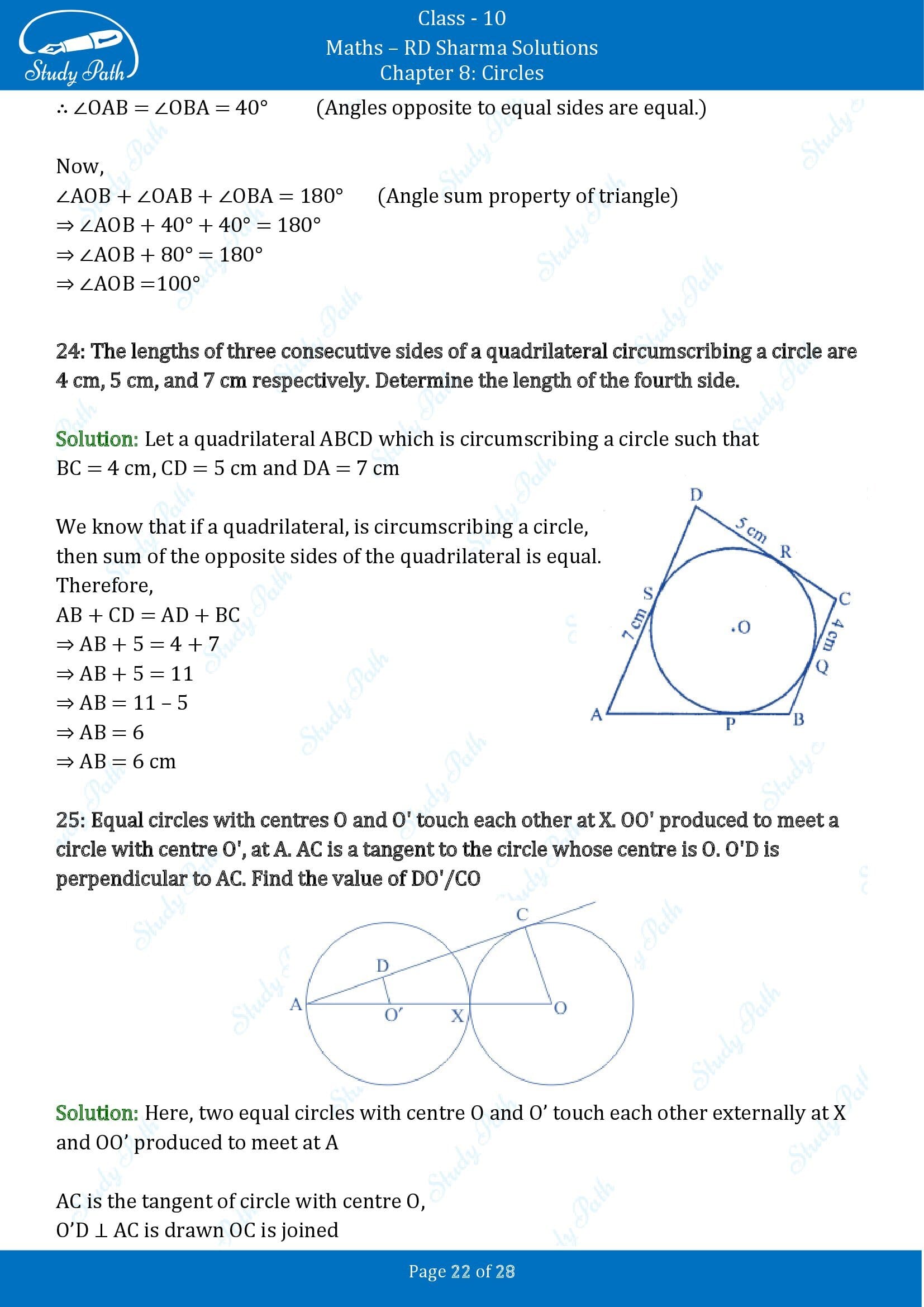 RD Sharma Solutions Class 10 Chapter 8 Circles Exercise 8.2 00022