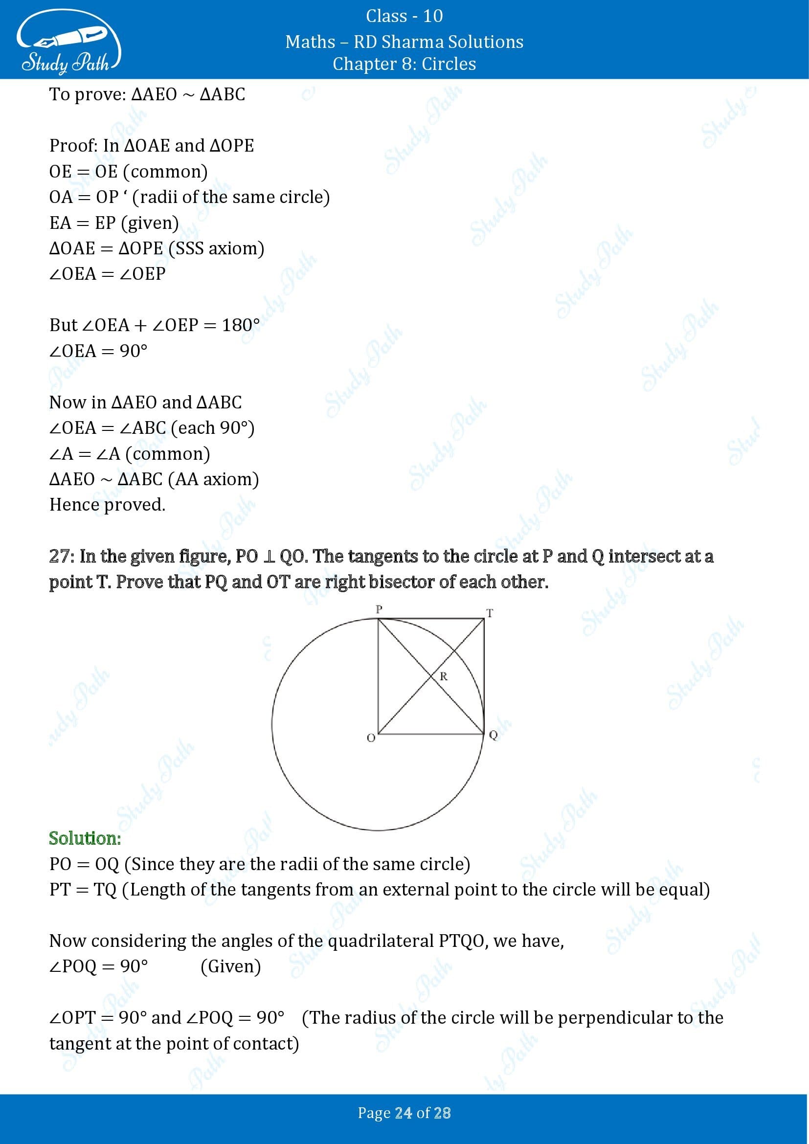 RD Sharma Solutions Class 10 Chapter 8 Circles Exercise 8.2 00024