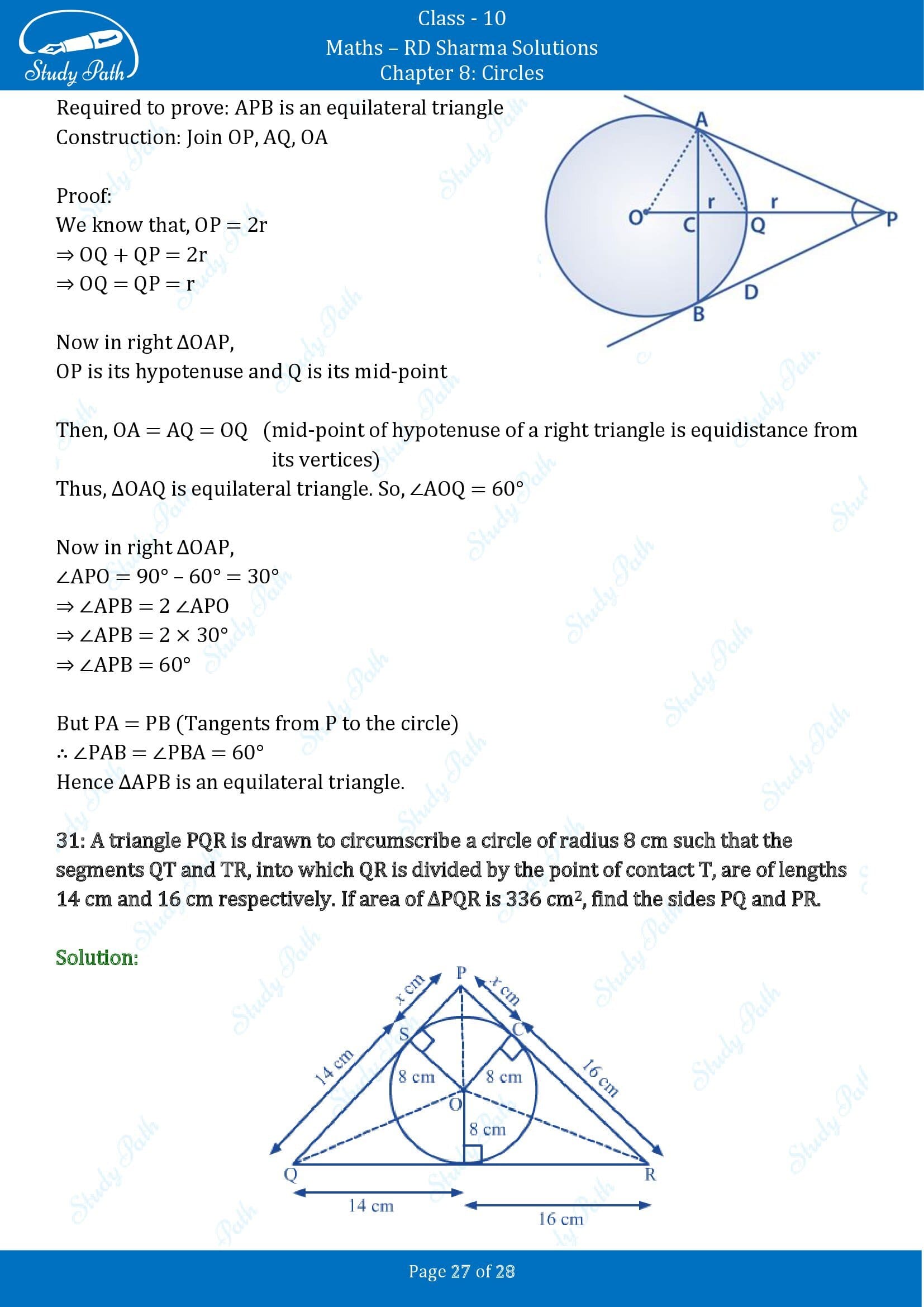 RD Sharma Solutions Class 10 Chapter 8 Circles Exercise 8.2 00027