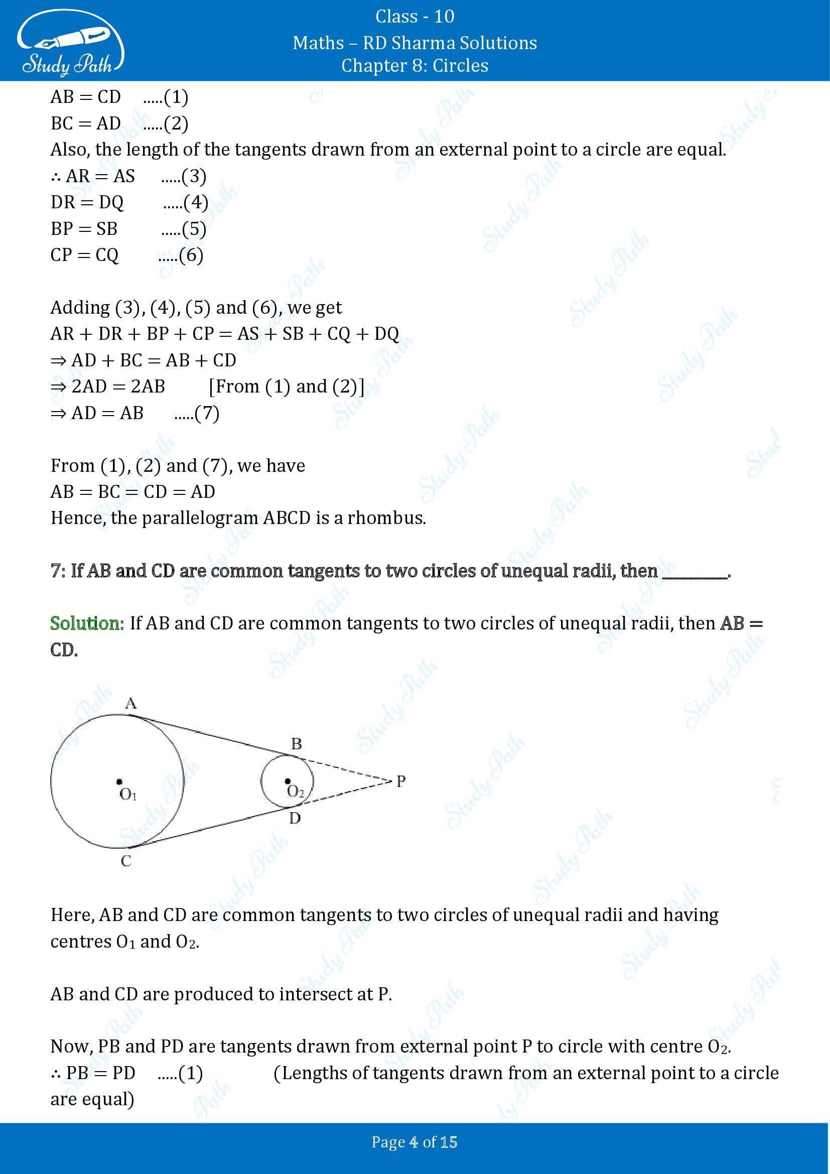 RD Sharma Solutions Class 10 Chapter 8 Circles Fill in the Blank Type Questions FBQs 00004