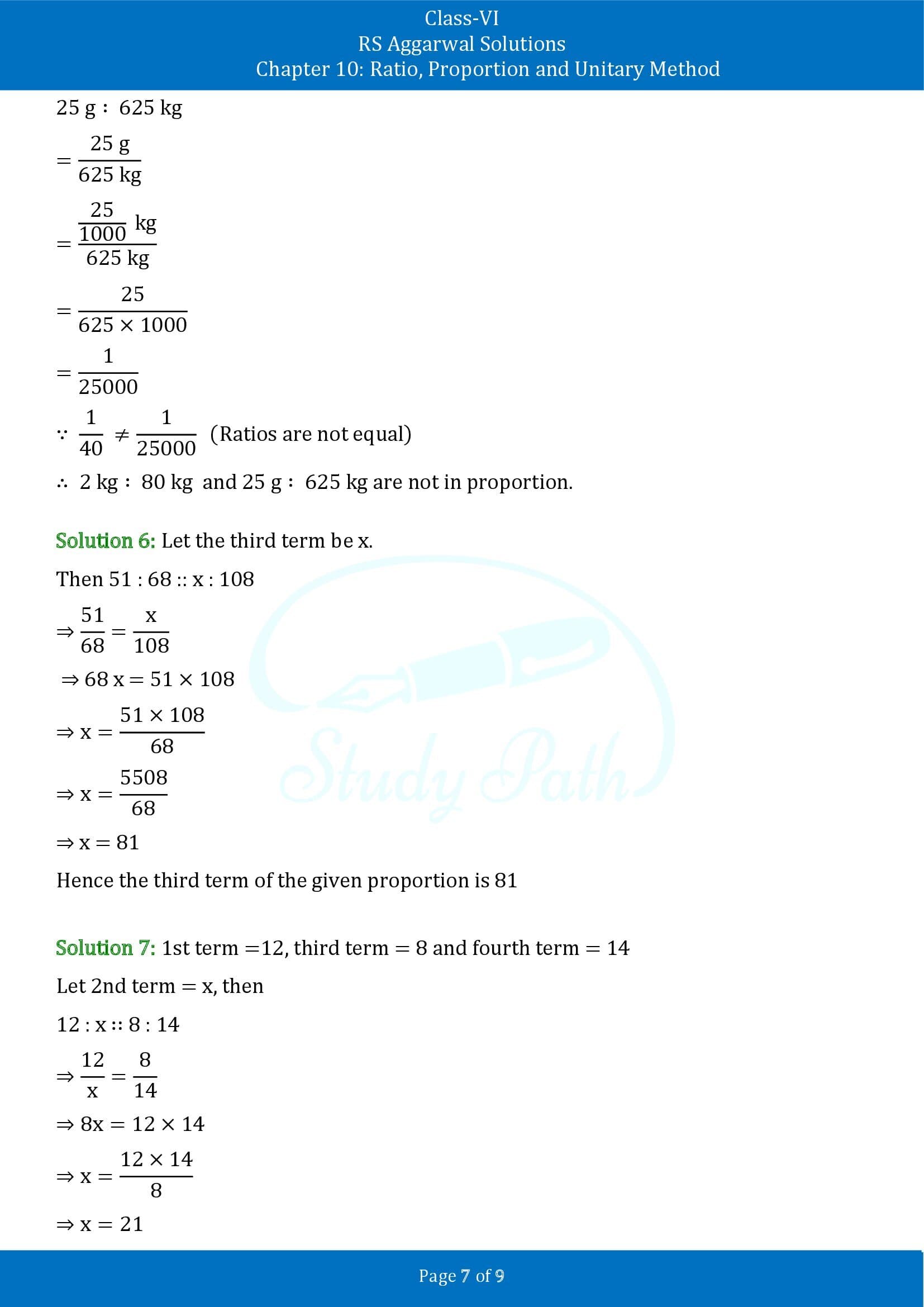 RS Aggarwal Solutions Class 6 Chapter 10 Ratio Proportion and Unitary Method Exercise 10B 00007