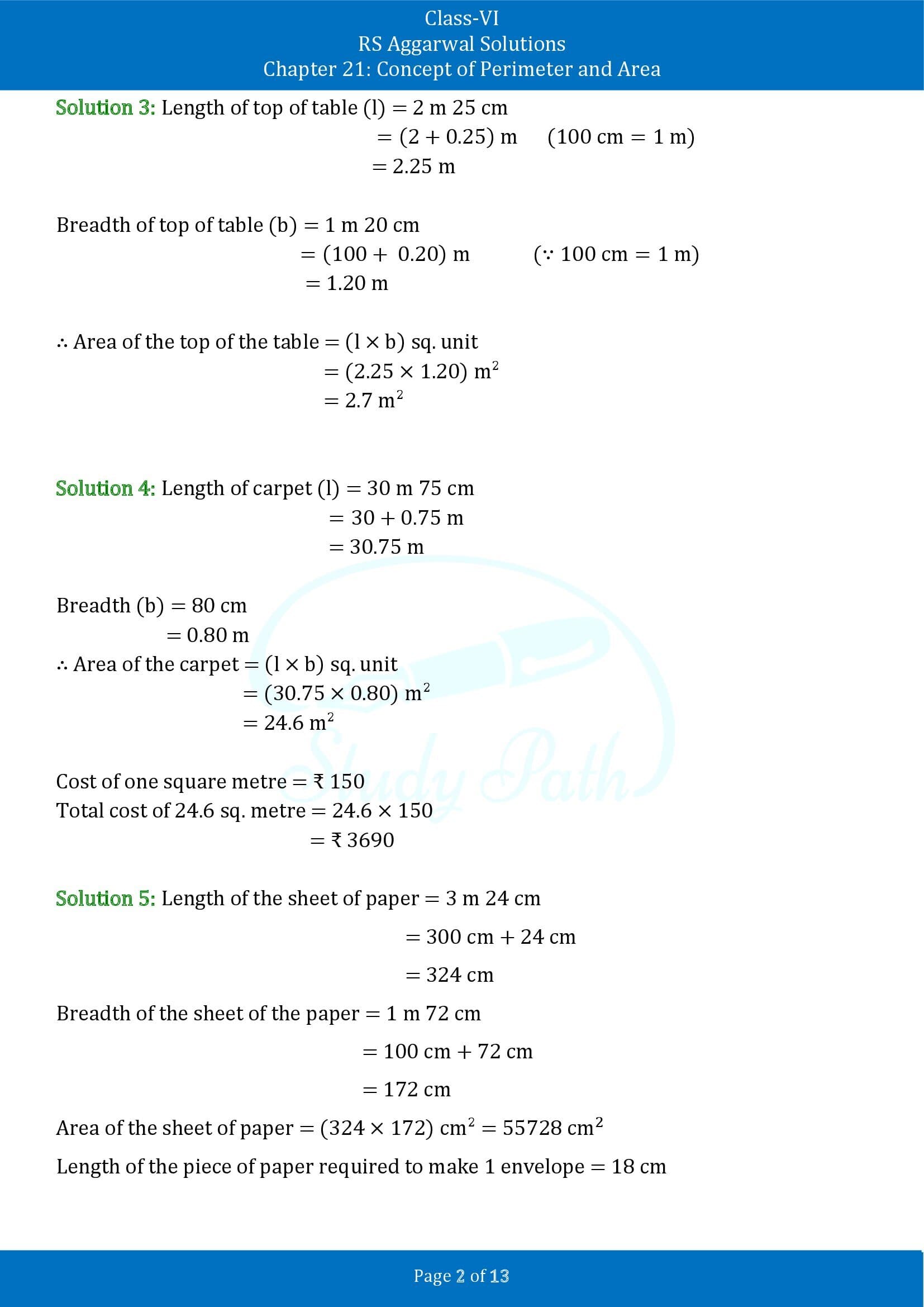 RS Aggarwal Solutions Class 6 Chapter 21 Concept of Perimeter and Area Exercise 21D 00002