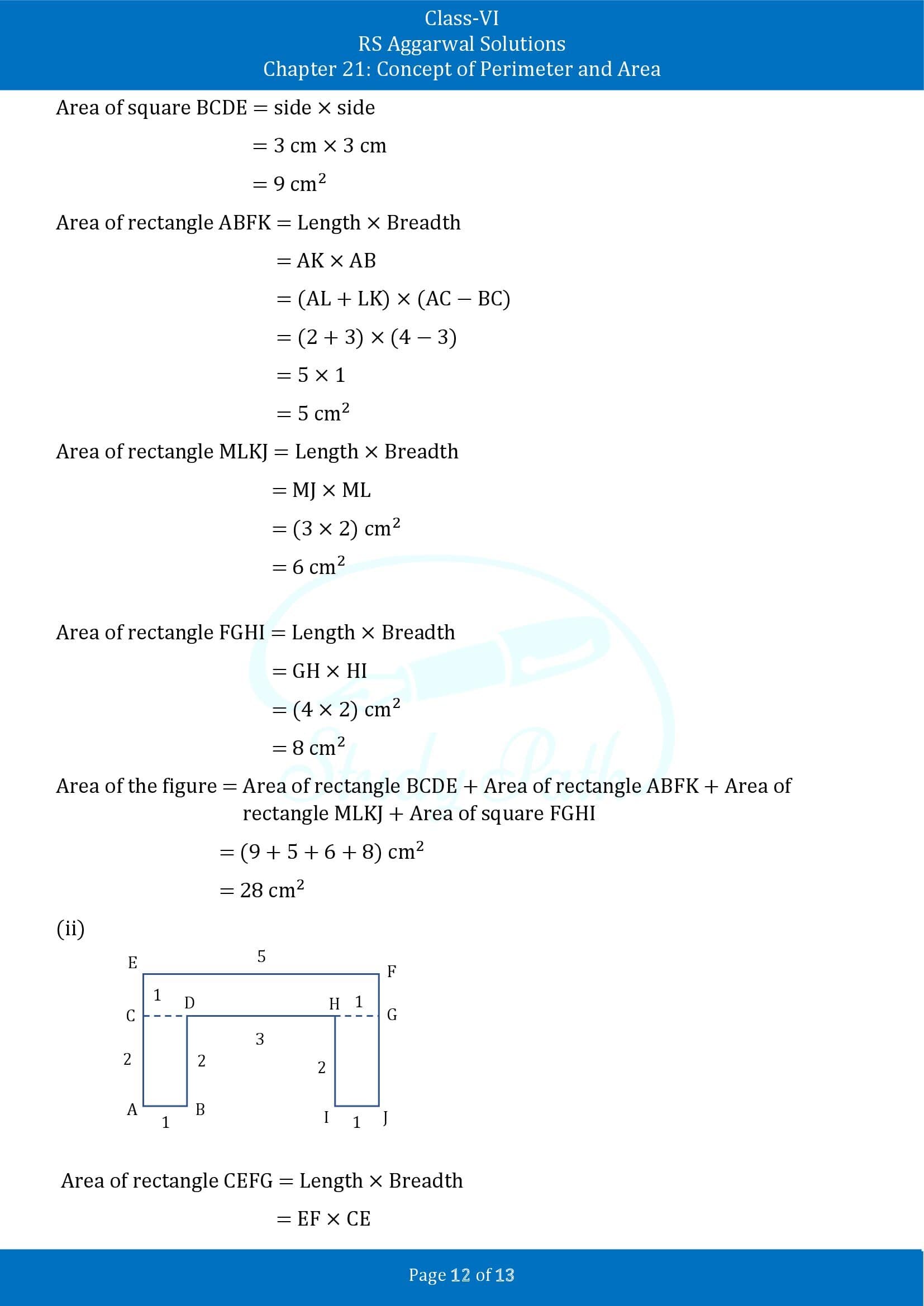 RS Aggarwal Solutions Class 6 Chapter 21 Concept of Perimeter and Area Exercise 21D 00012