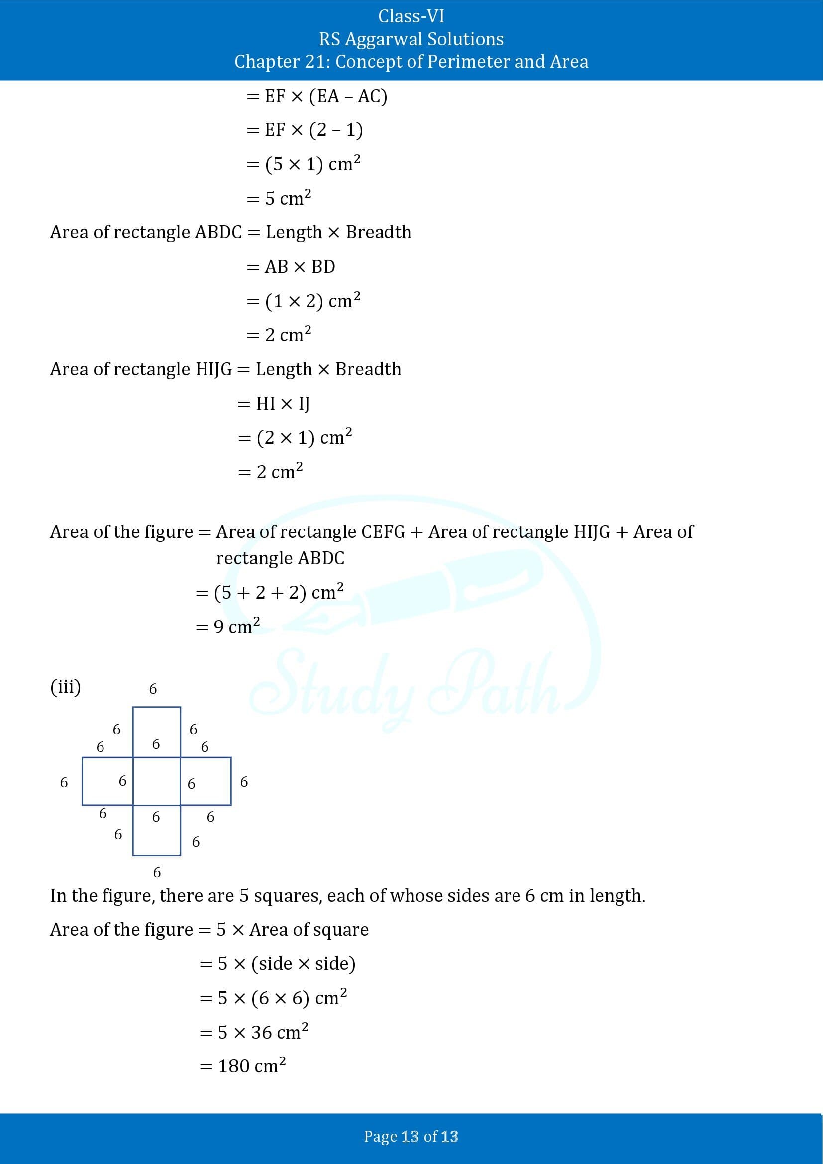 RS Aggarwal Solutions Class 6 Chapter 21 Concept of Perimeter and Area Exercise 21D 00013