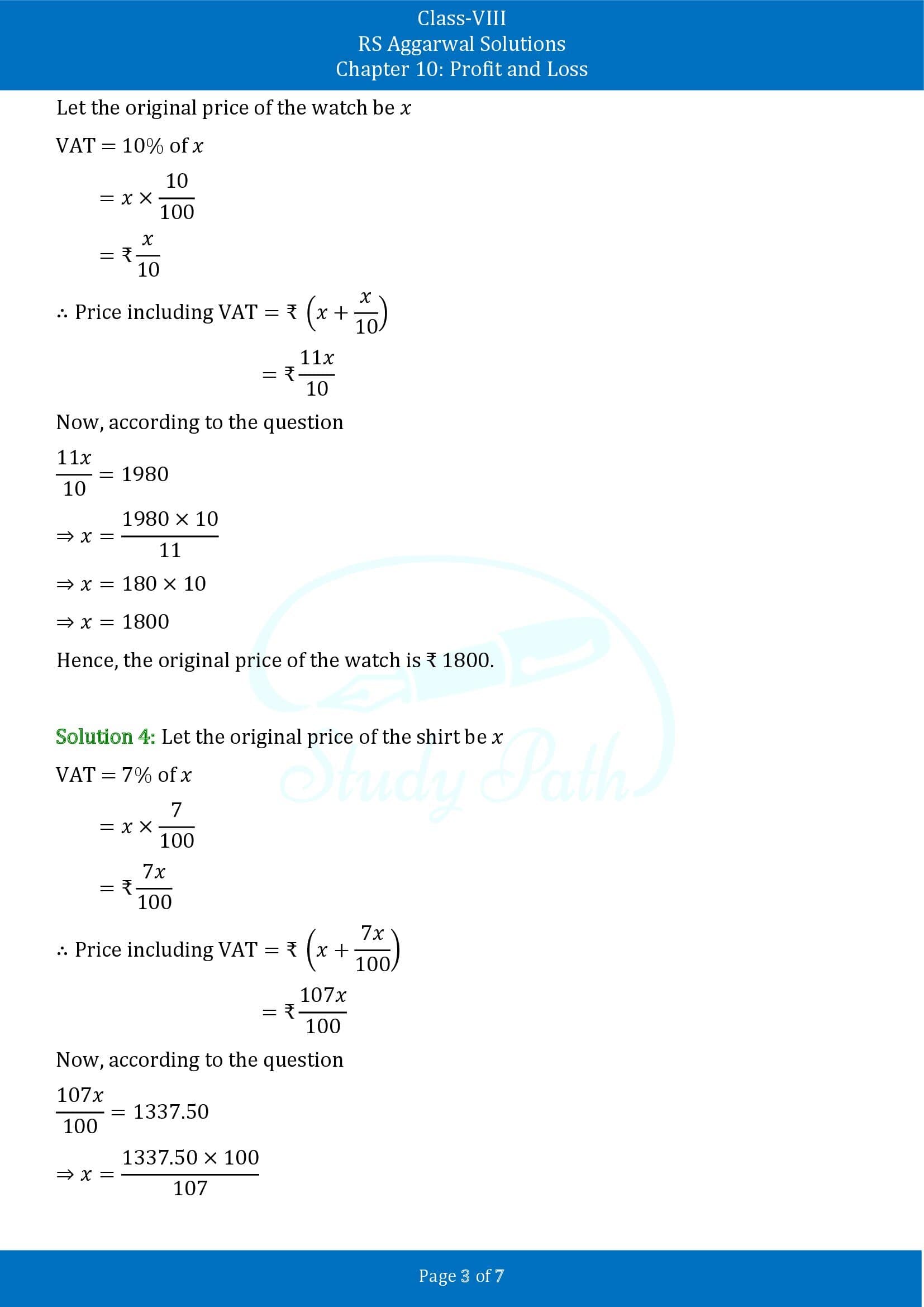 RS Aggarwal Solutions Class 8 Chapter 10 Profit and Loss Exercise 10C 00003