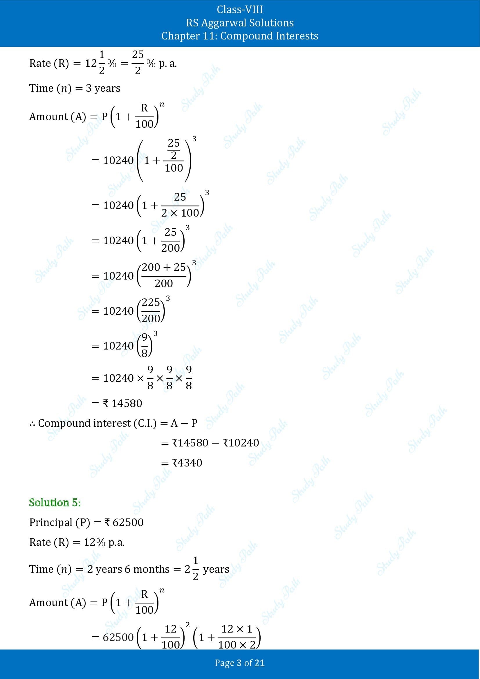 RS Aggarwal Solutions Class 8 Chapter 11 Compound Interests Exercise 11B 00003