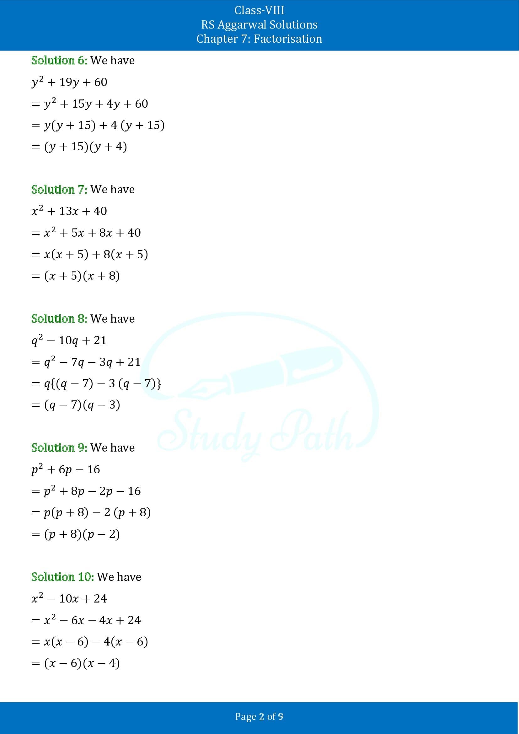 RS Aggarwal Solutions Class 8 Chapter 7 Factorisation Exercise 7D 00002