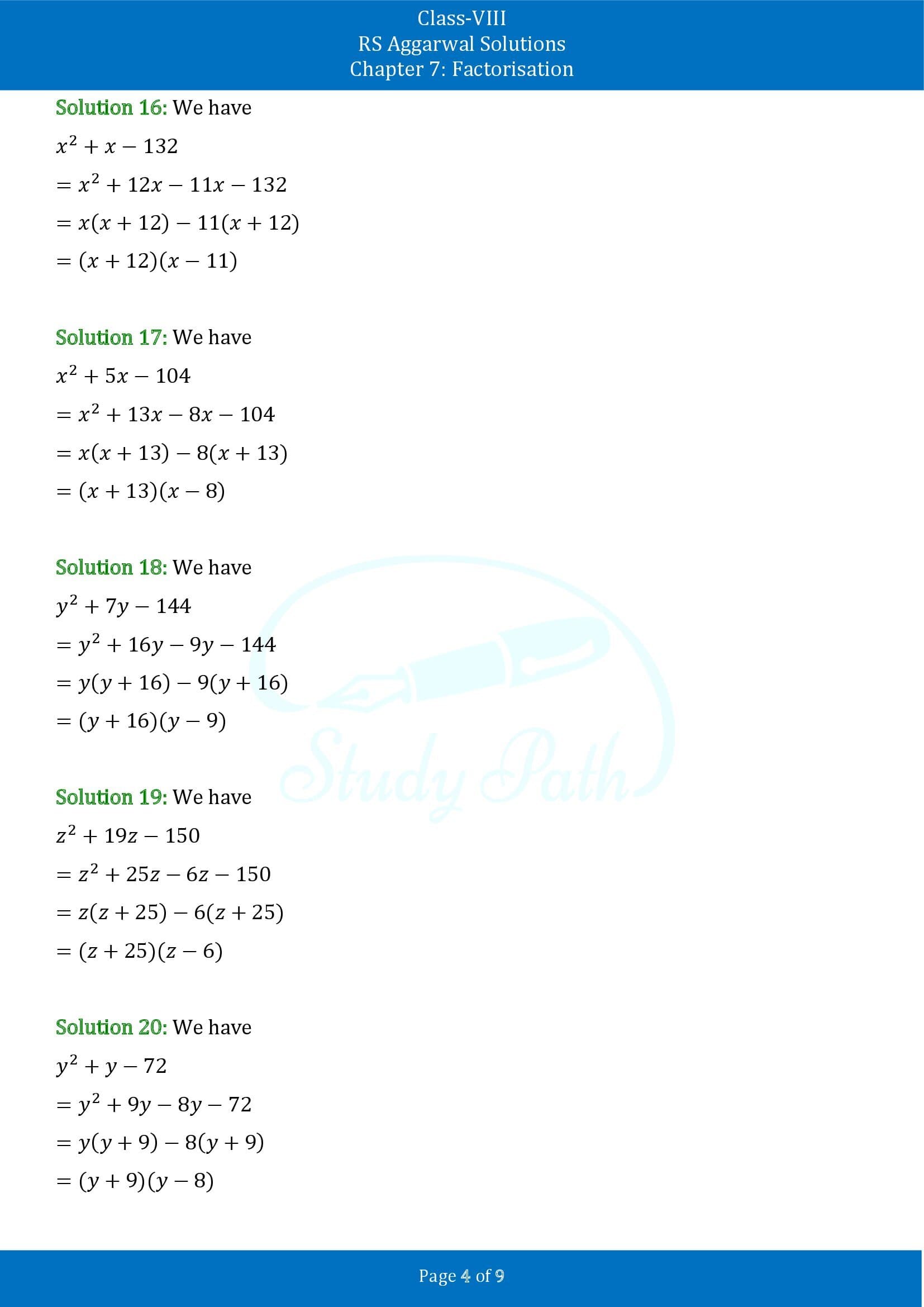 RS Aggarwal Solutions Class 8 Chapter 7 Factorisation Exercise 7D 00004