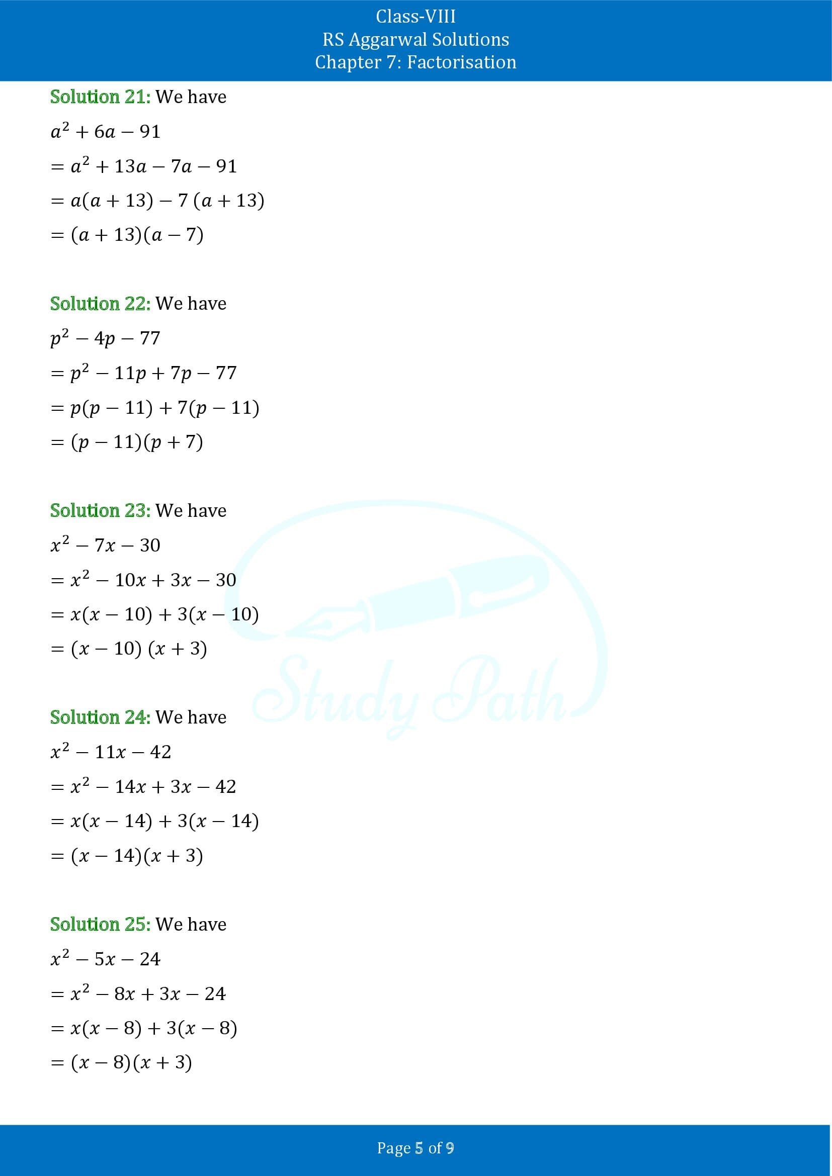 RS Aggarwal Solutions Class 8 Chapter 7 Factorisation Exercise 7D 00005