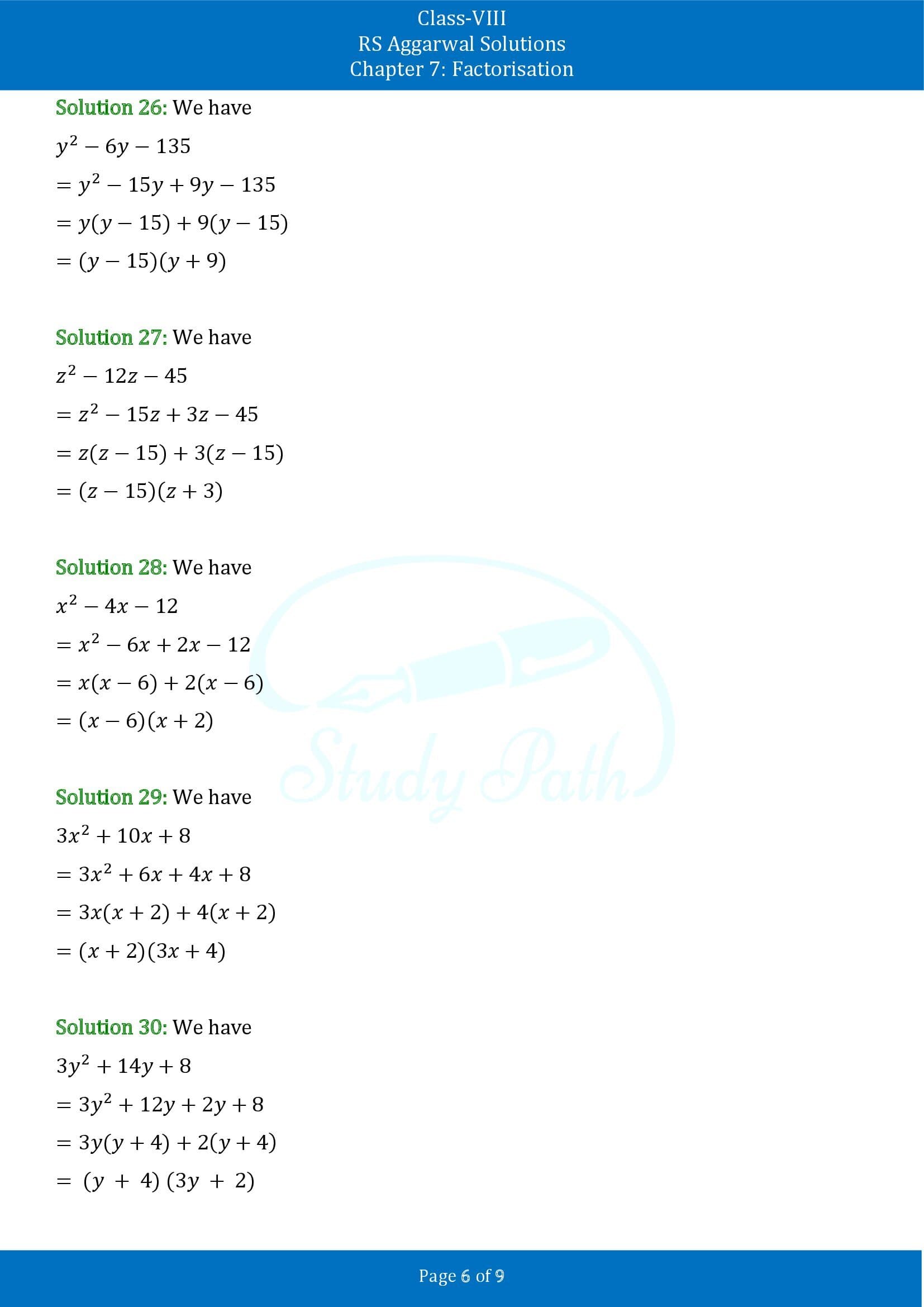 RS Aggarwal Solutions Class 8 Chapter 7 Factorisation Exercise 7D 00006