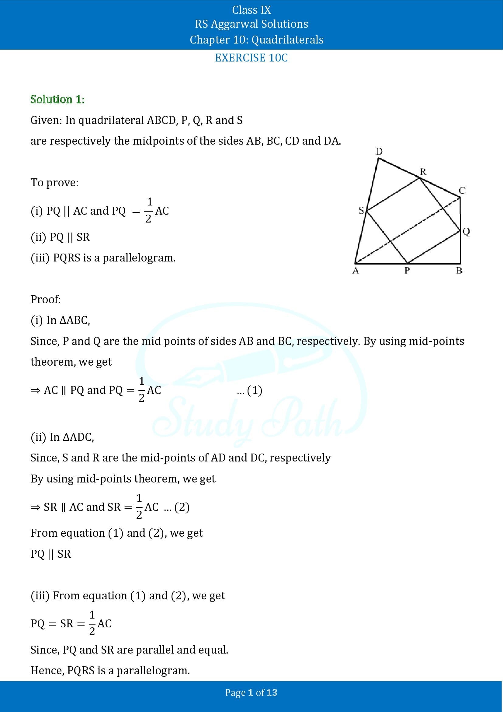 RS Aggarwal Solutions Class 9 Chapter 10 Quadrilaterals Exercise 10C 00001