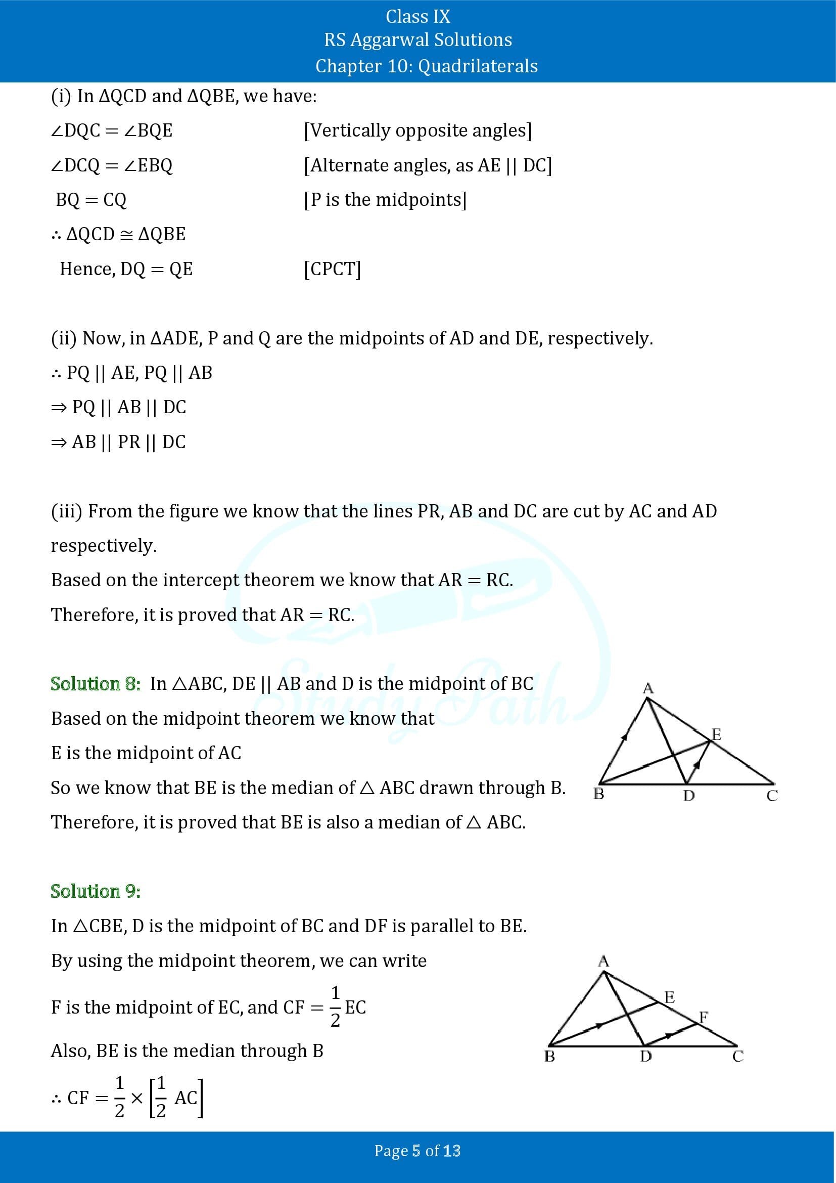 RS Aggarwal Solutions Class 9 Chapter 10 Quadrilaterals Exercise 10C 00005