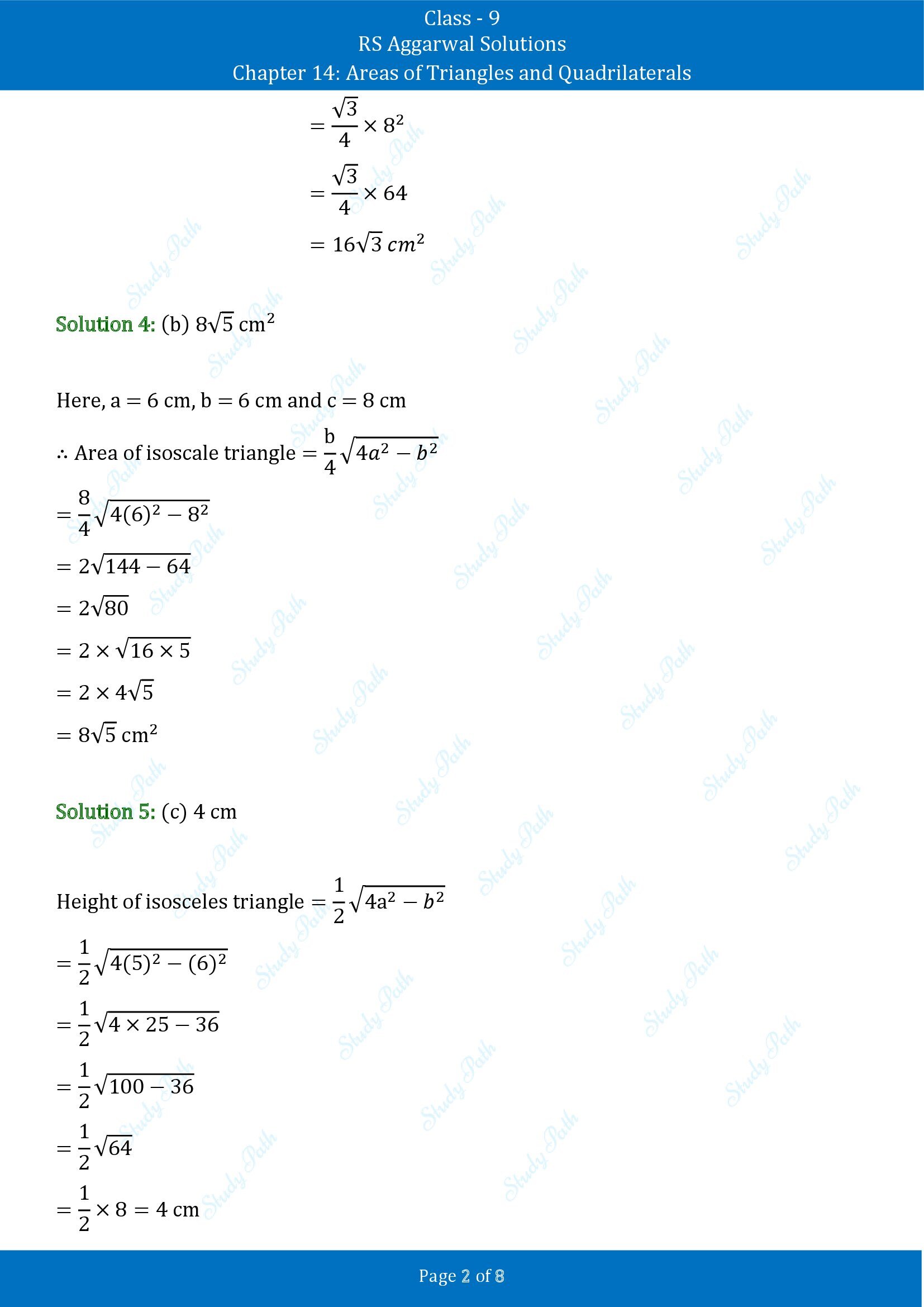 RS Aggarwal Solutions Class 9 Chapter 14 Areas of Triangles and Quadrilaterals Multiple Choice Questions MCQs 00002