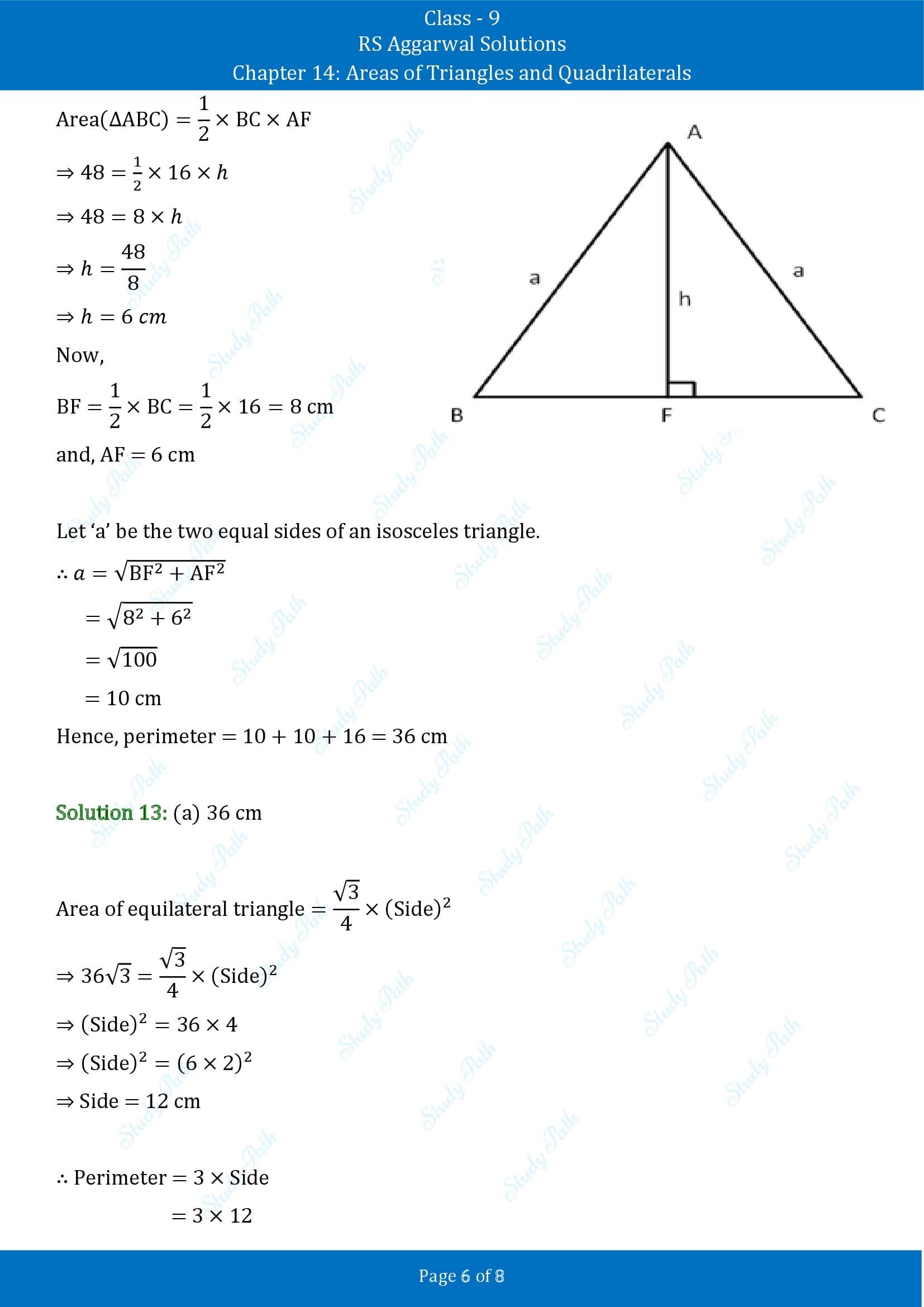 RS Aggarwal Solutions Class 9 Chapter 14 Areas of Triangles and Quadrilaterals Multiple Choice Questions MCQs 00006