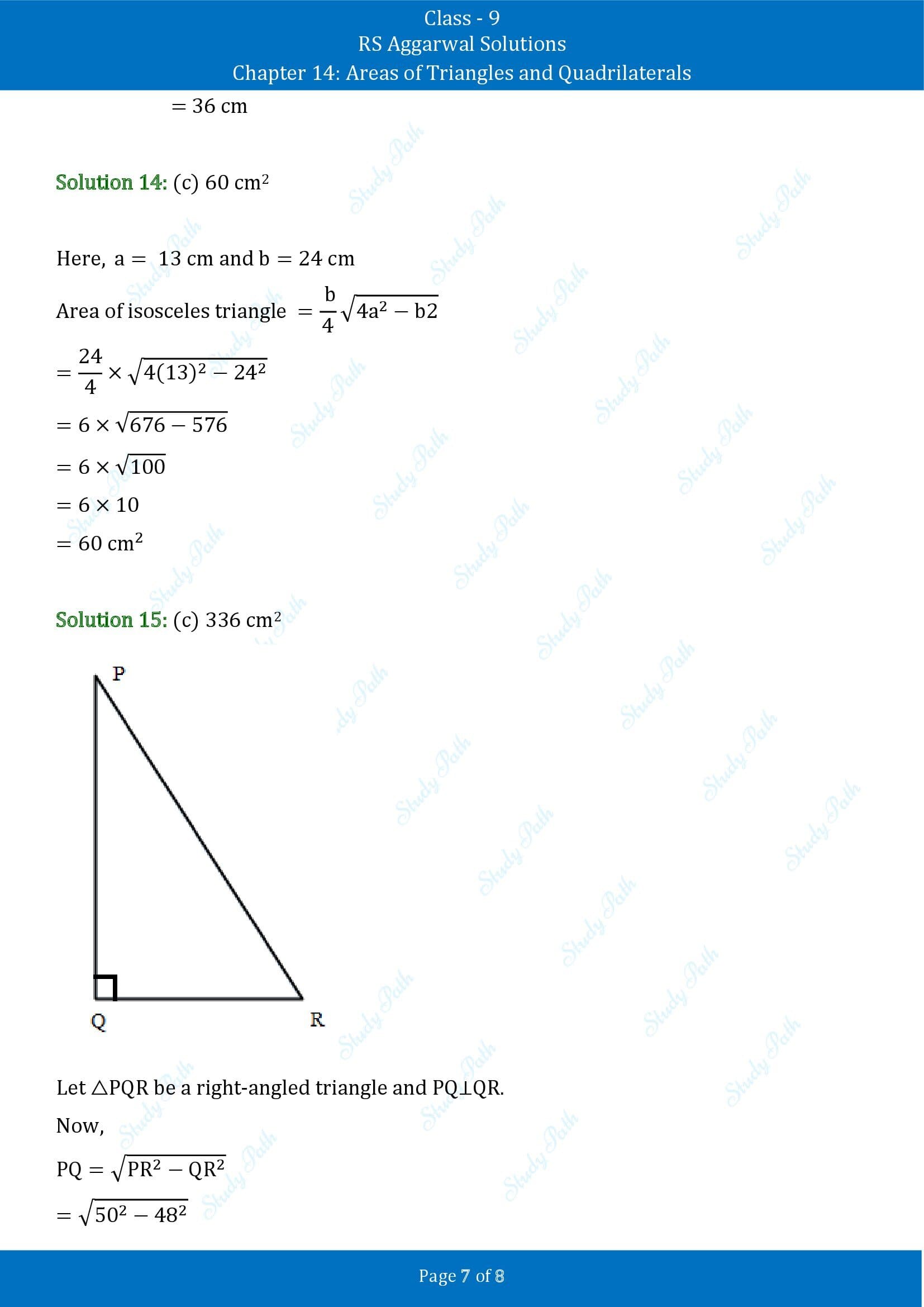 RS Aggarwal Solutions Class 9 Chapter 14 Areas of Triangles and Quadrilaterals Multiple Choice Questions MCQs 00007