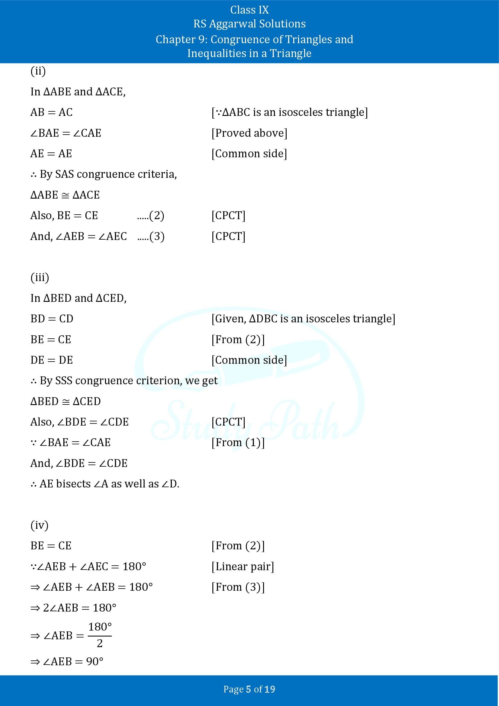 RS Aggarwal Solutions Class 9 Chapter 9 Congruence of Triangles and Inequalities in a Triangle Exercise 9A 00005