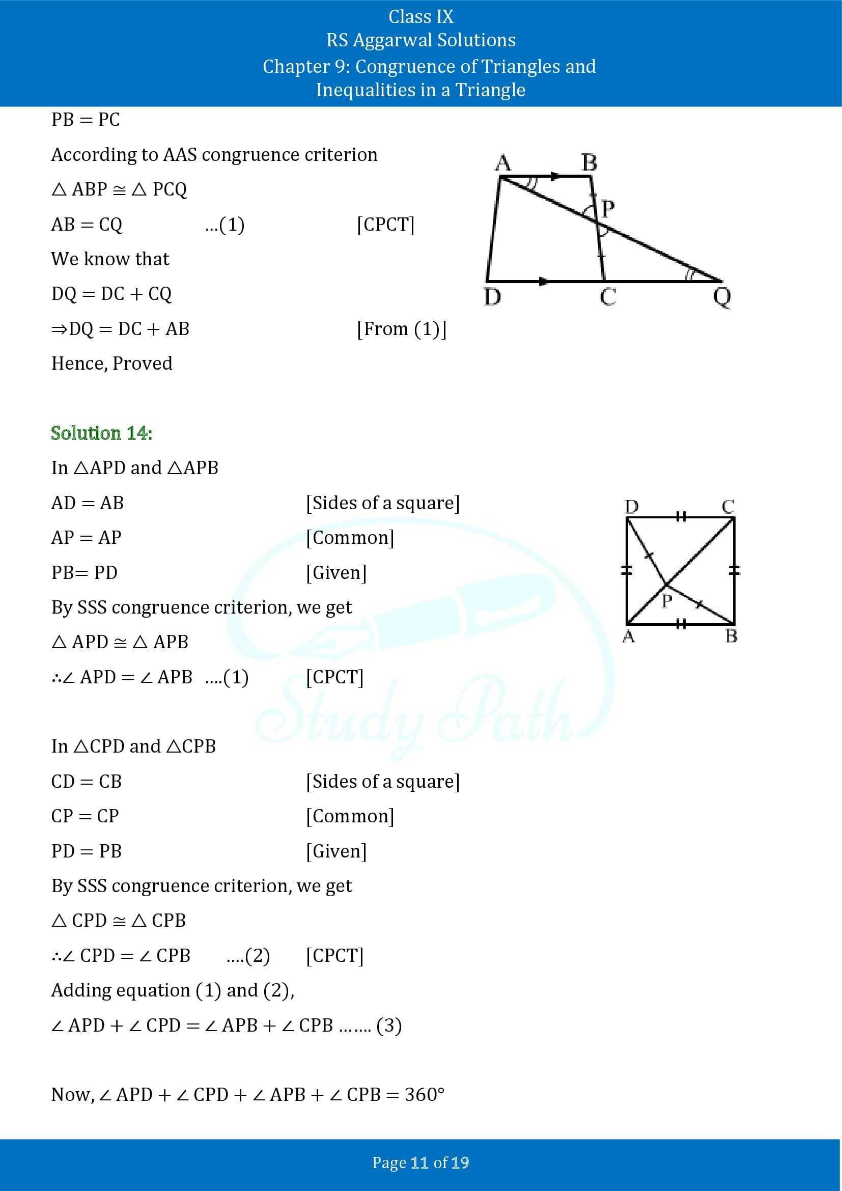 RS Aggarwal Solutions Class 9 Chapter 9 Congruence of Triangles and Inequalities in a Triangle Exercise 9A 00011