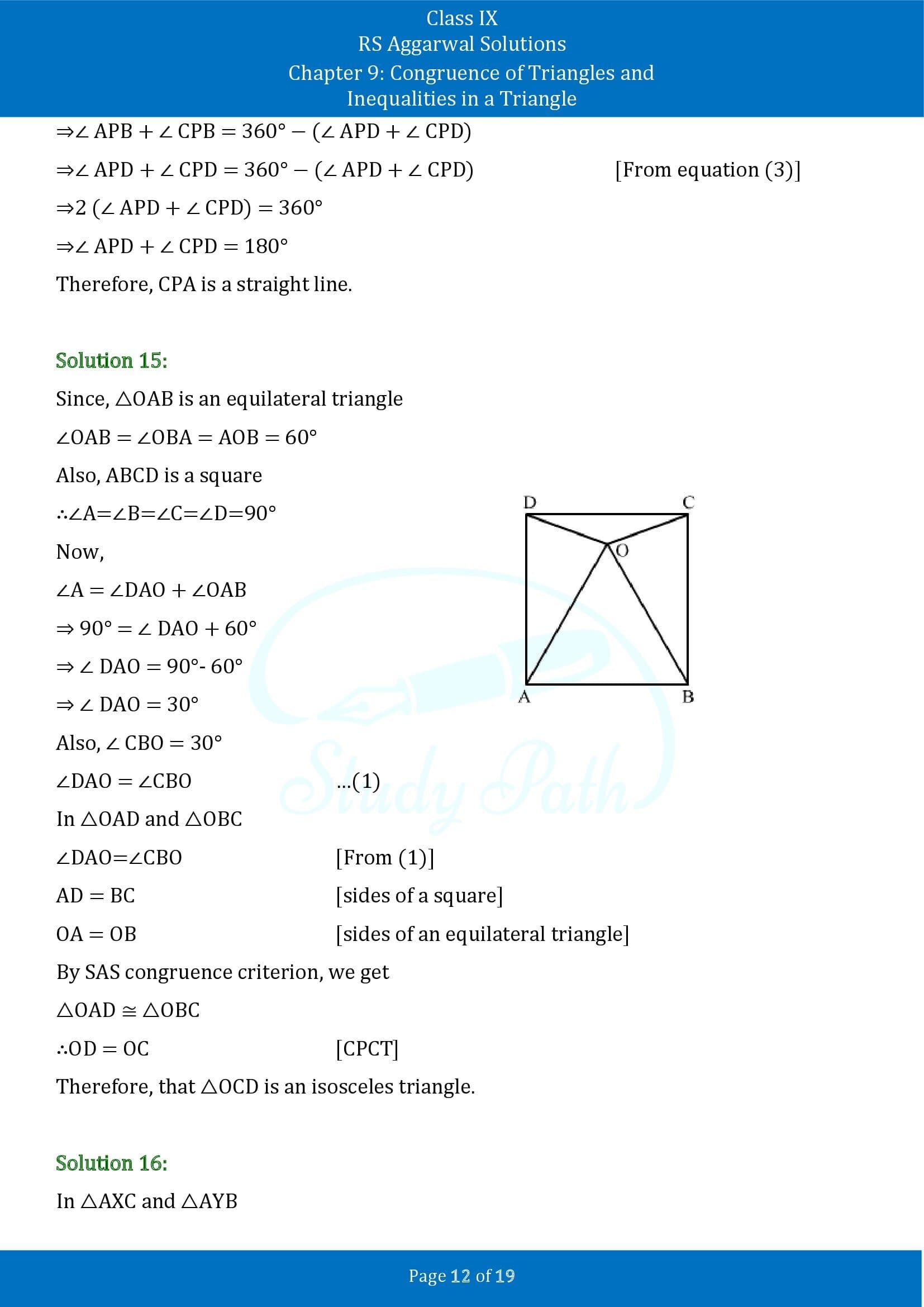 RS Aggarwal Solutions Class 9 Chapter 9 Congruence of Triangles and Inequalities in a Triangle Exercise 9A 00012