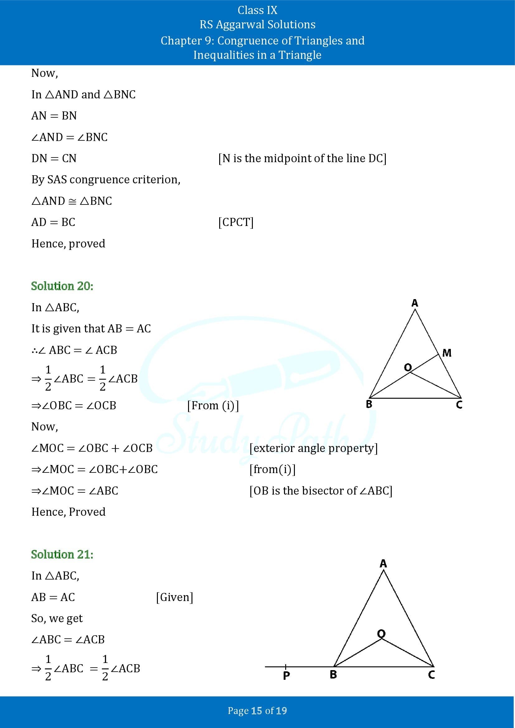 RS Aggarwal Solutions Class 9 Chapter 9 Congruence of Triangles and Inequalities in a Triangle Exercise 9A 00015