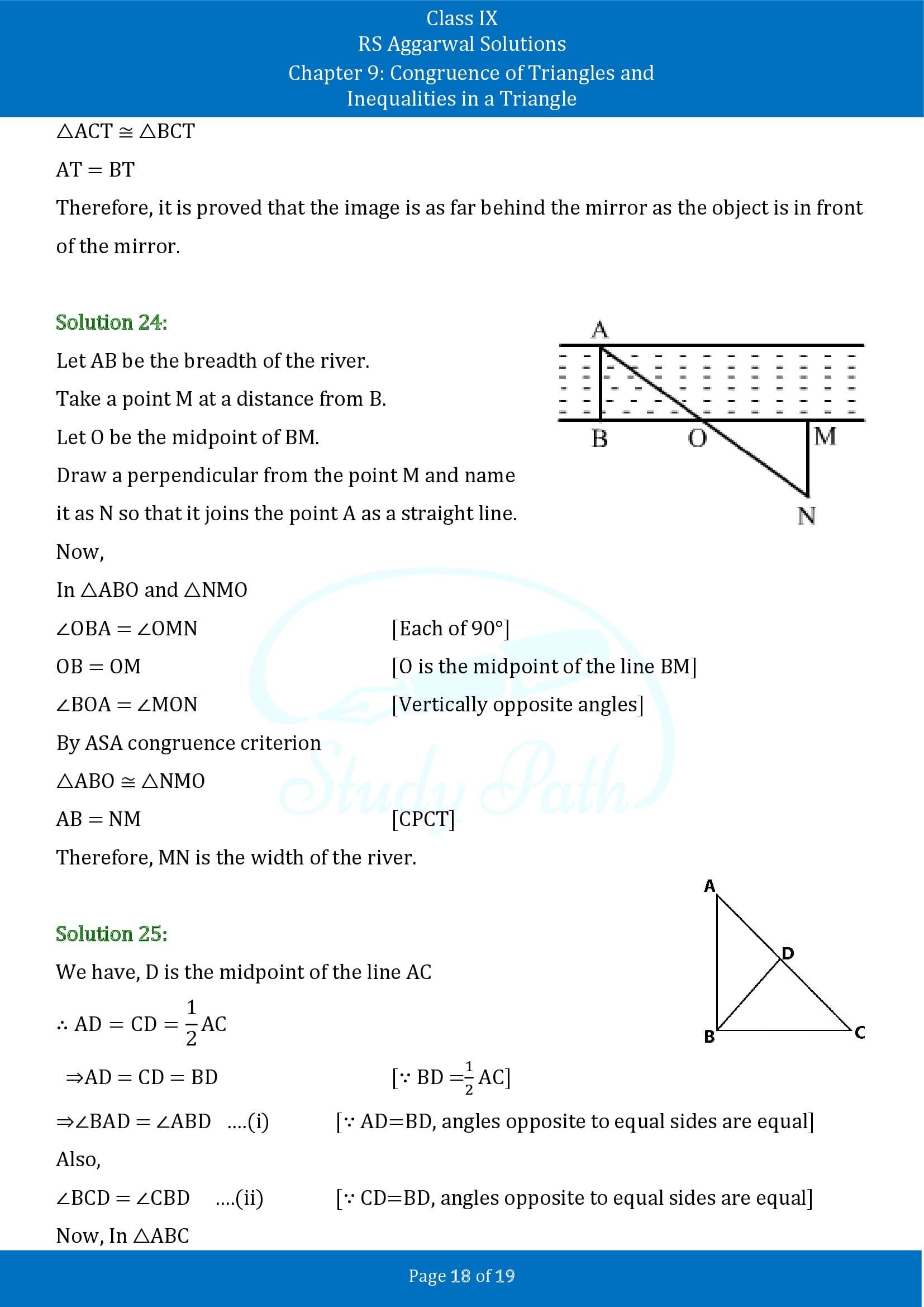 RS Aggarwal Solutions Class 9 Chapter 9 Congruence of Triangles and Inequalities in a Triangle Exercise 9A 00018