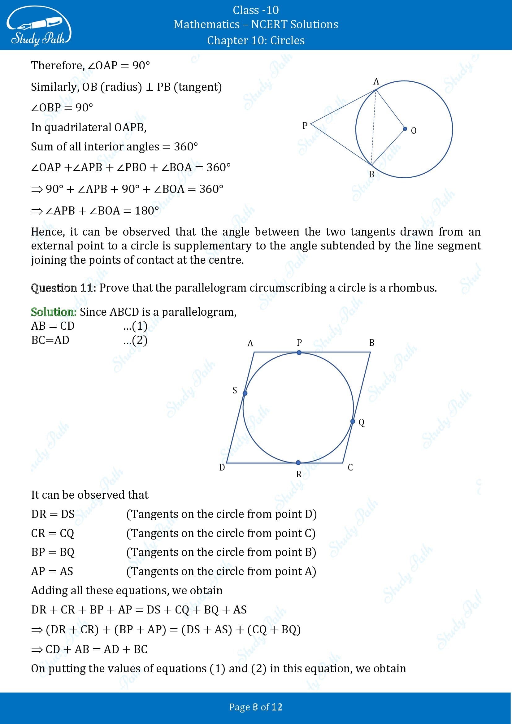 NCERT Solutions for Class 10 Maths Chapter 10 Circles Exercise 10.2 00008