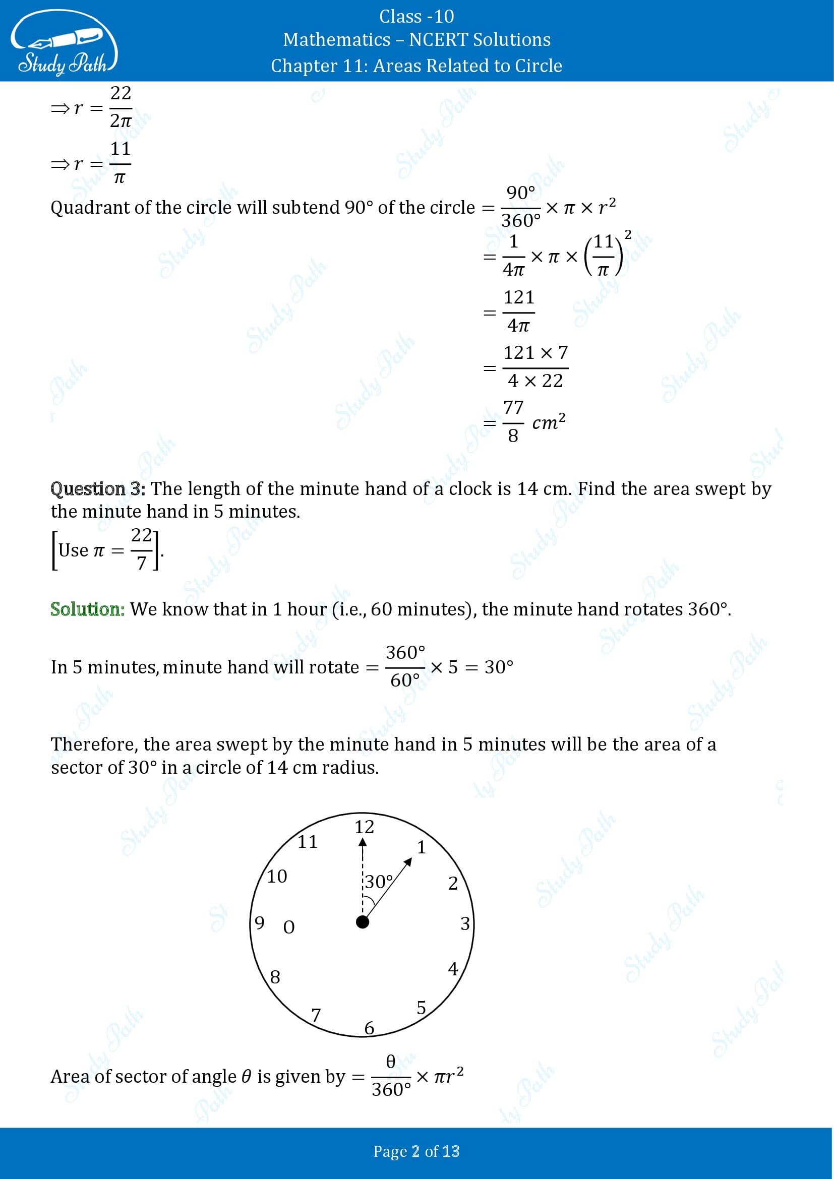 NCERT Solutions for Class 10 Maths Chapter 11 Areas Related to Circles Exercise 11.1 00002