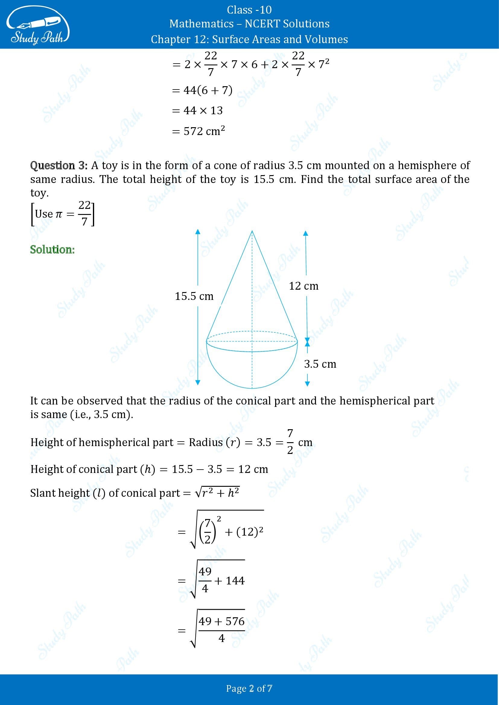 NCERT Solutions for Class 10 Maths Chapter 12 Surface Areas and Volumes Exercise 12.1 00002