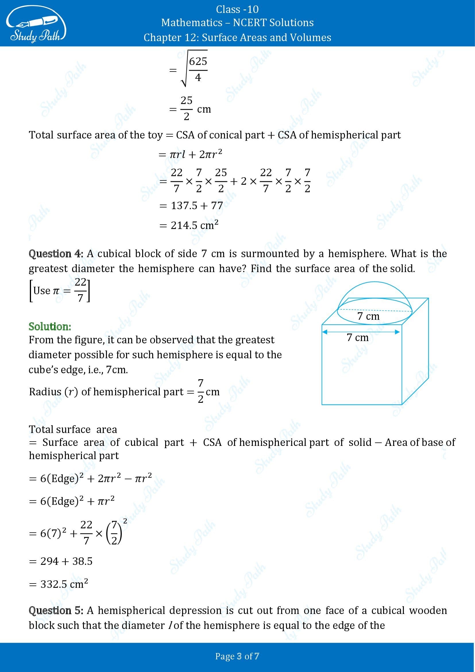 NCERT Solutions for Class 10 Maths Chapter 12 Surface Areas and Volumes Exercise 12.1 00003