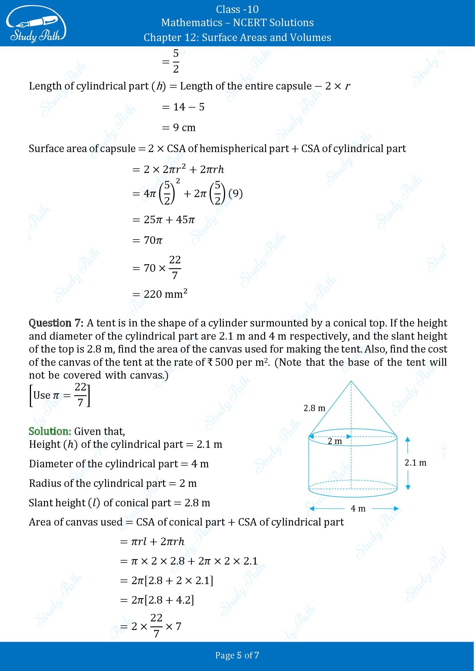 NCERT Solutions for Class 10 Maths Chapter 12 Surface Areas and Volumes Exercise 12.1 00005