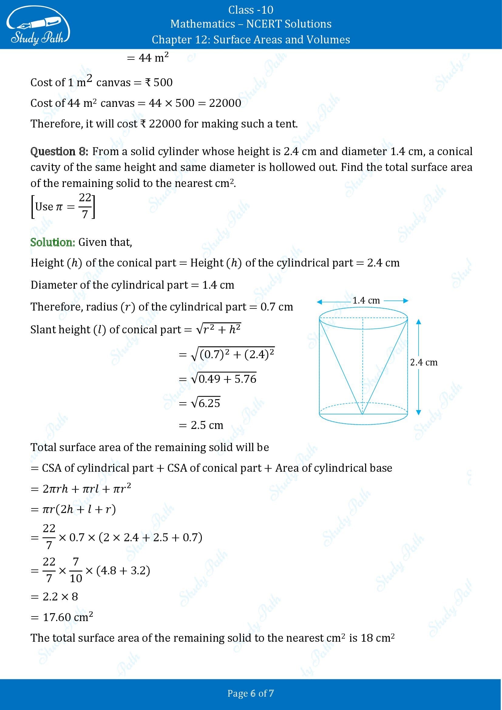 NCERT Solutions for Class 10 Maths Chapter 12 Surface Areas and Volumes Exercise 12.1 00006