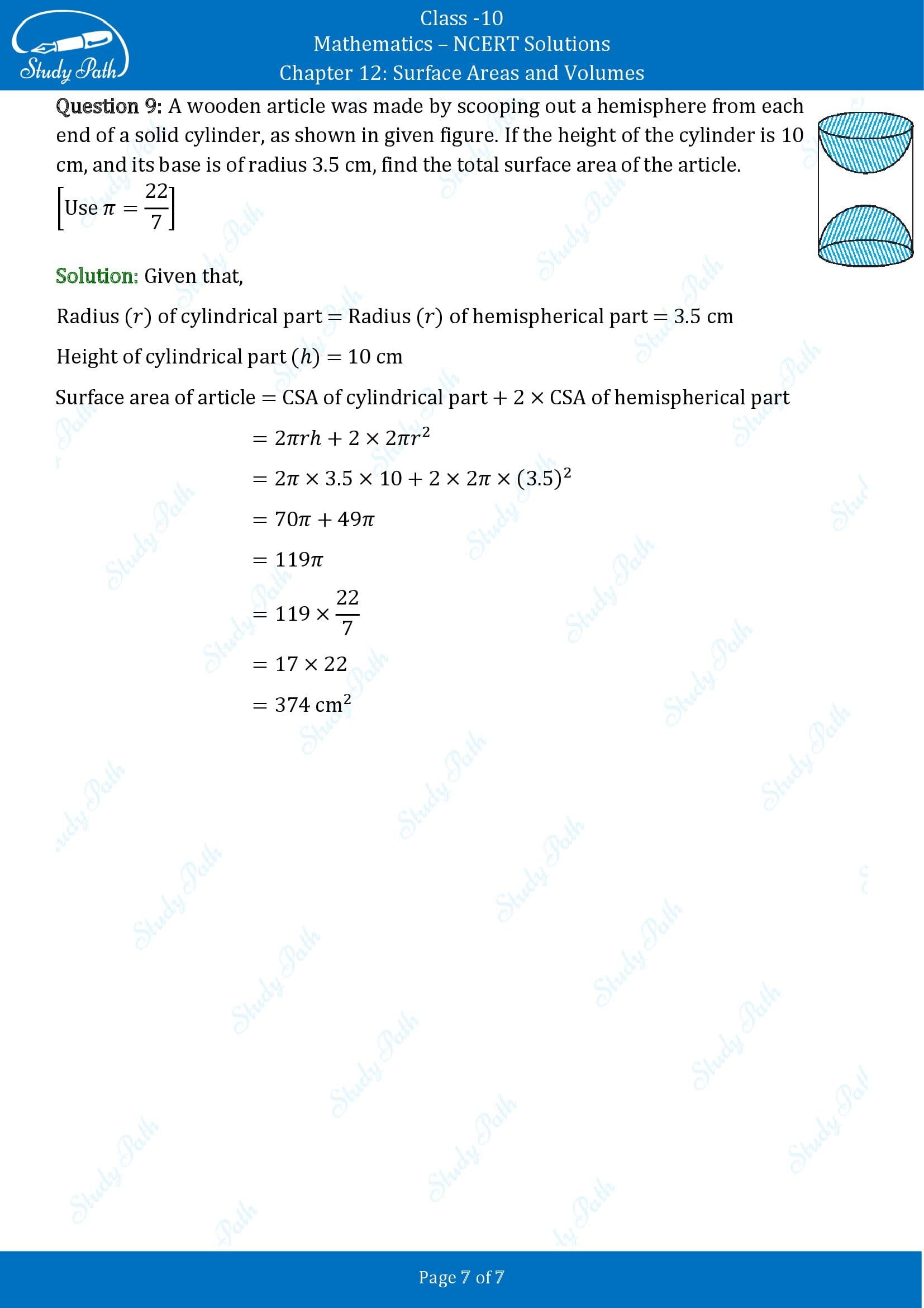 NCERT Solutions for Class 10 Maths Chapter 12 Surface Areas and Volumes Exercise 12.1 00007