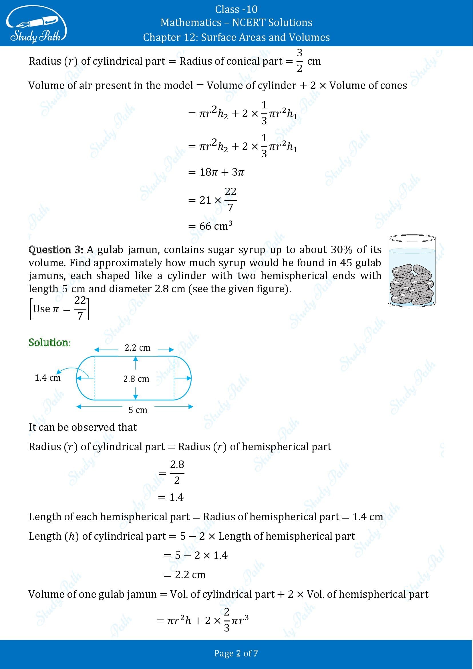 NCERT Solutions for Class 10 Maths Chapter 12 Surface Areas and Volumes Exercise 12.2 00002