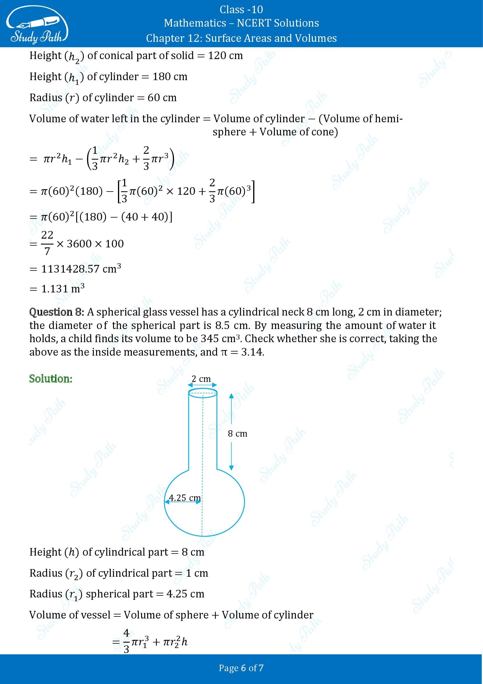 NCERT Solutions for Class 10 Maths Chapter 12 Surface Areas and Volumes Exercise 12.2 00006