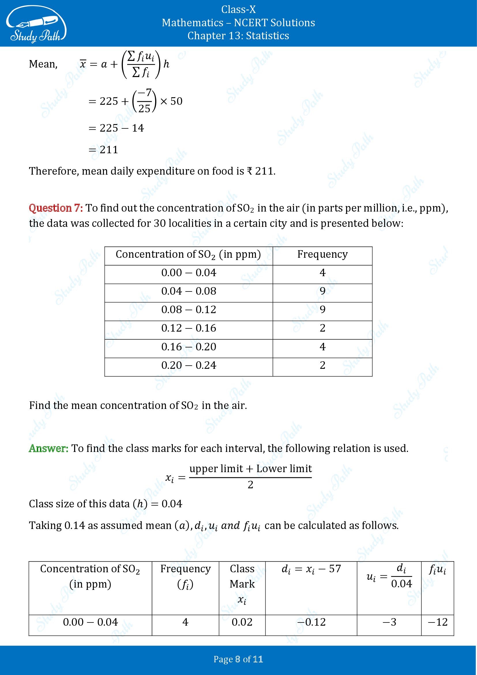 NCERT Solutions for Class 10 Maths Chapter 13 Statistics Exercise 13.1 00008