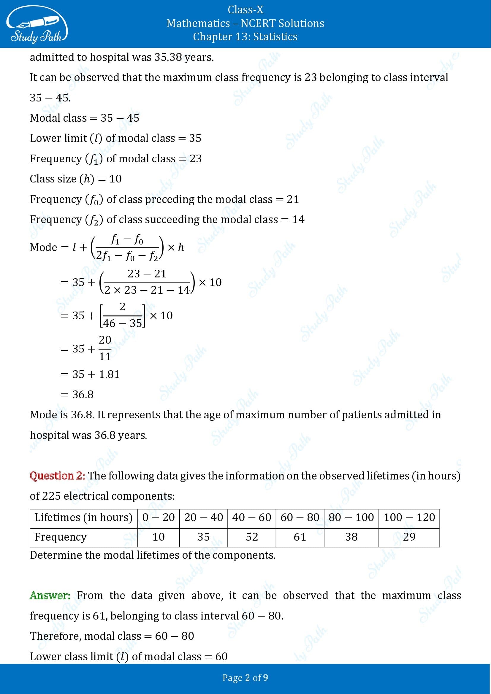 NCERT Solutions for Class 10 Maths Chapter 13 Statistics Exercise 13.2 00002