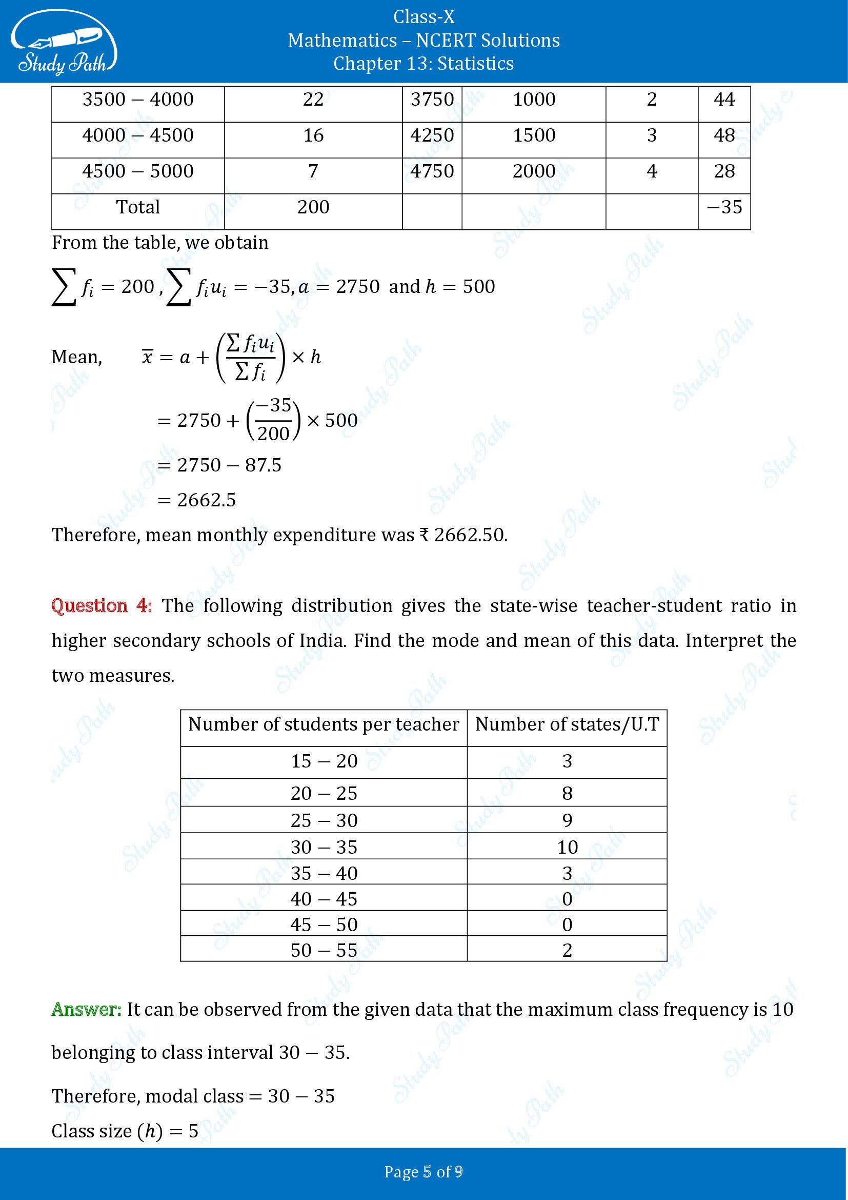 NCERT Solutions for Class 10 Maths Chapter 13 Statistics Exercise 13.2 00005