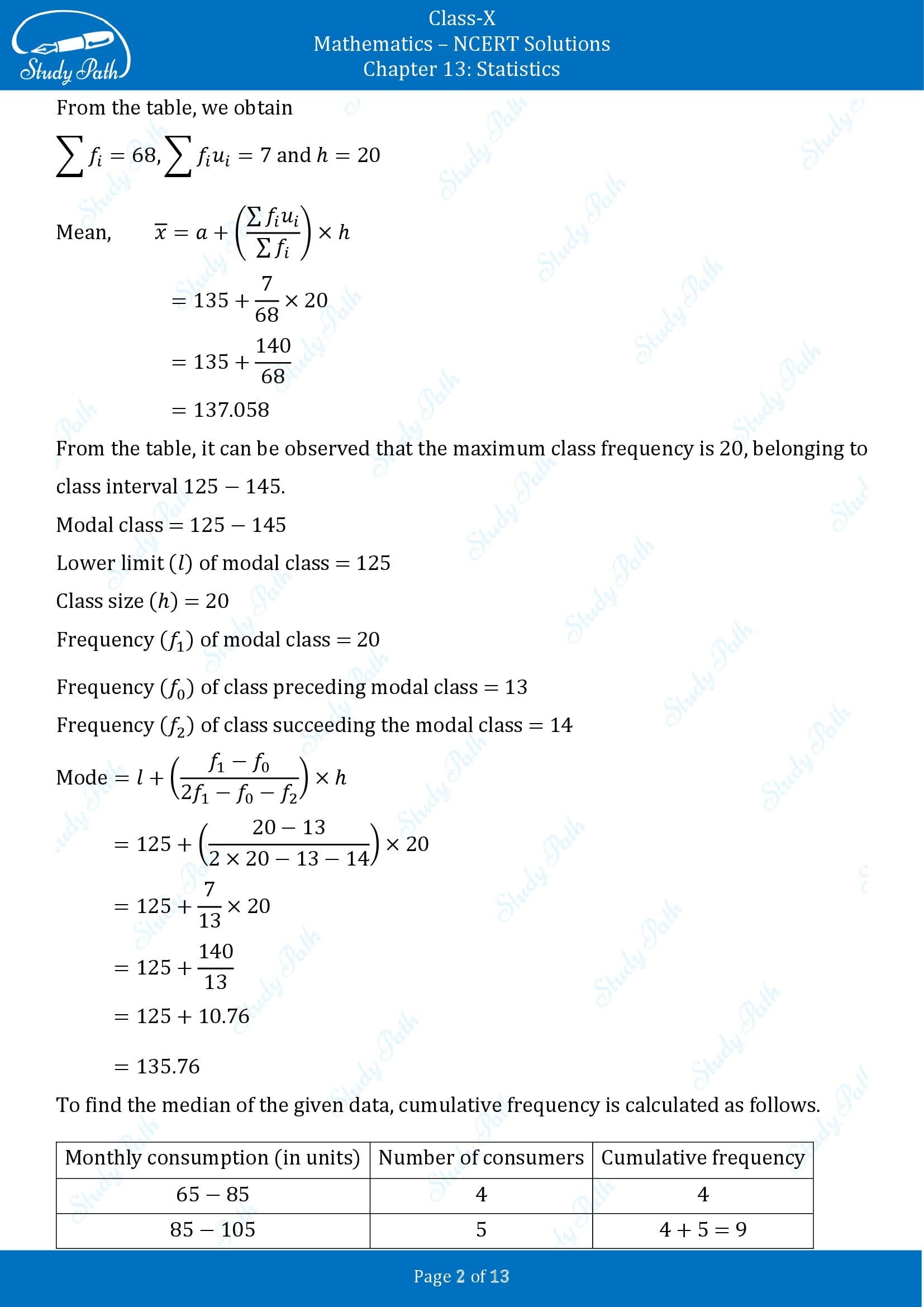 NCERT Solutions for Class 10 Maths Chapter 13 Statistics Exercise 13.3 00002