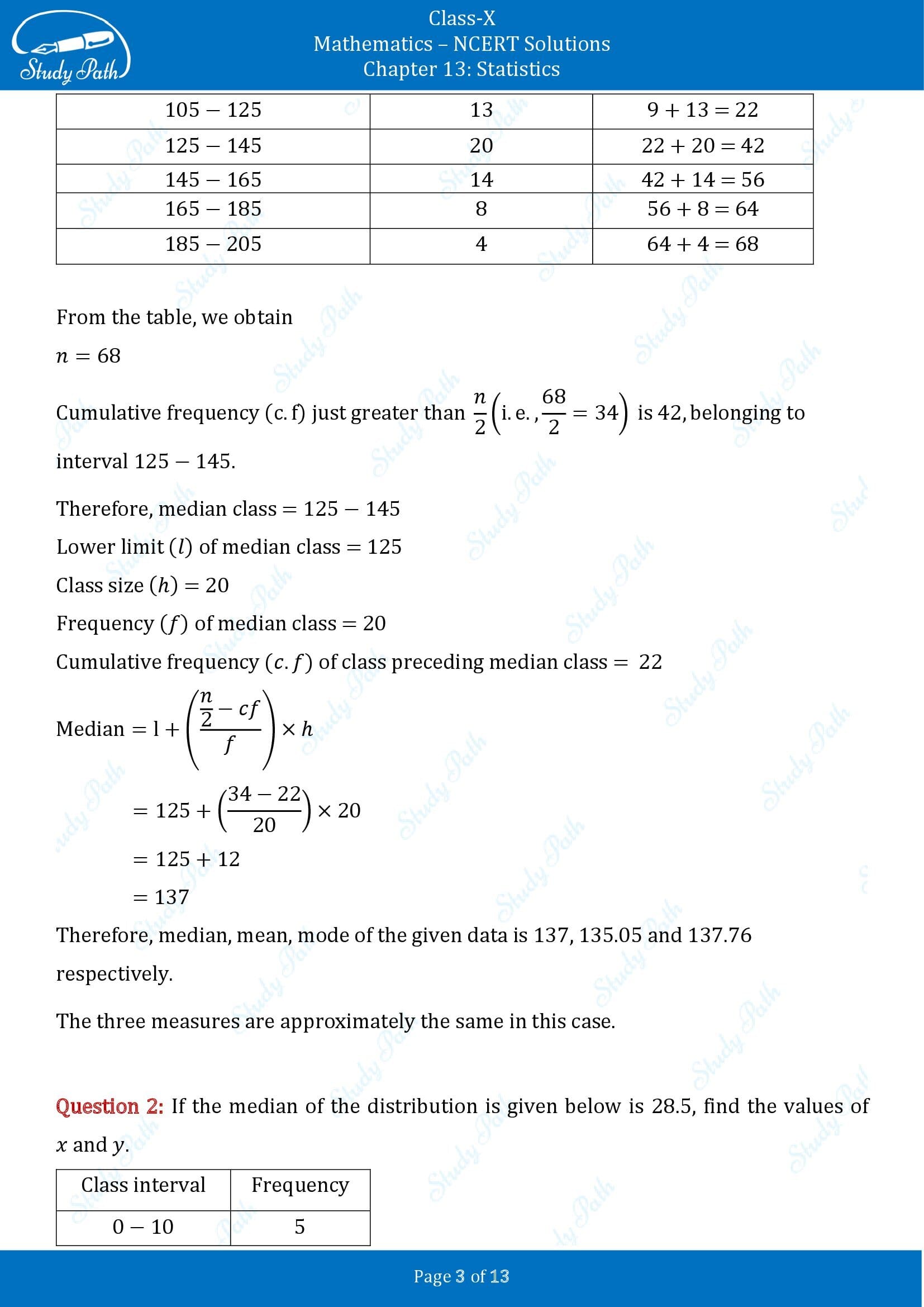 NCERT Solutions for Class 10 Maths Chapter 13 Statistics Exercise 13.3 00003