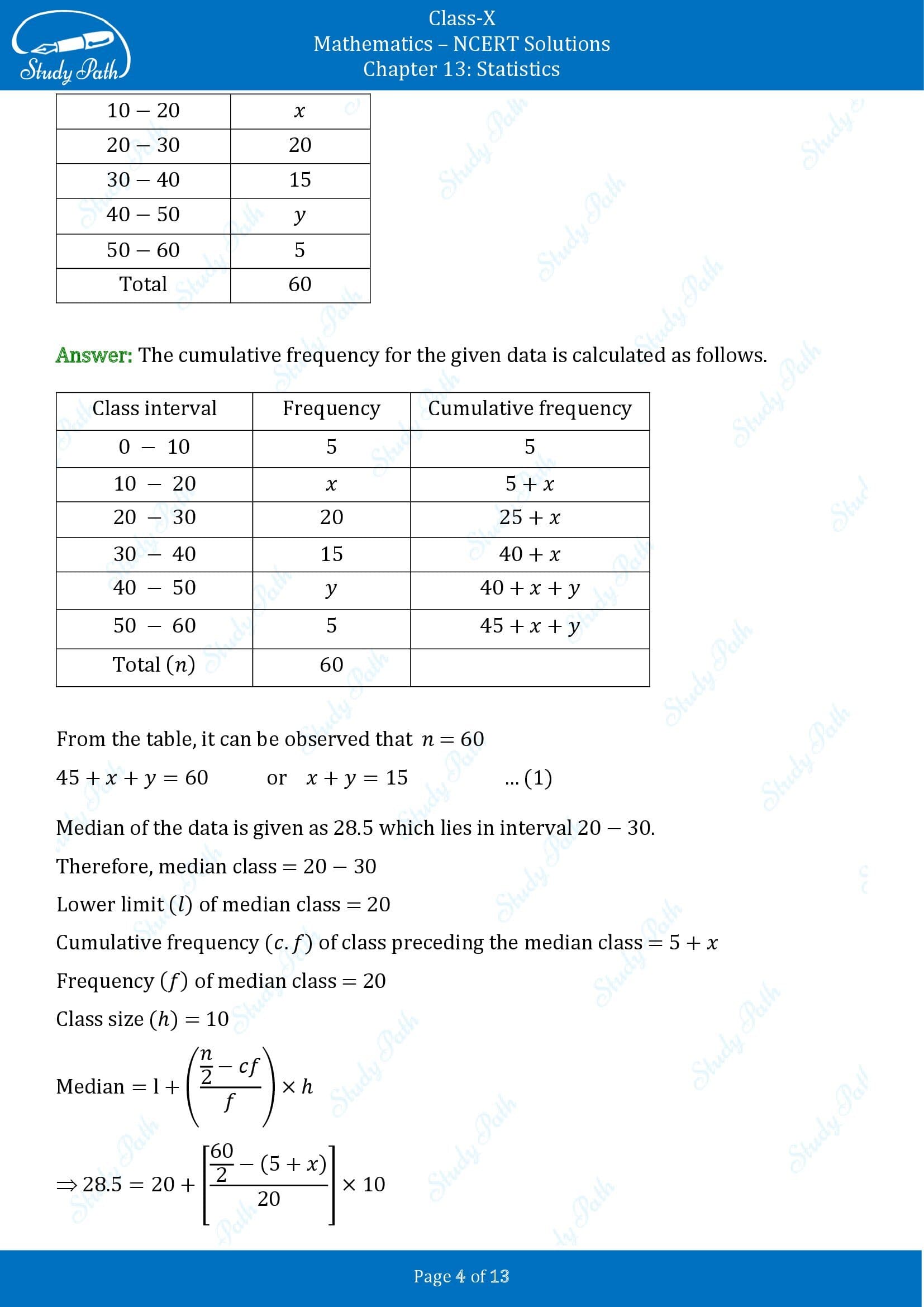 NCERT Solutions for Class 10 Maths Chapter 13 Statistics Exercise 13.3 00004