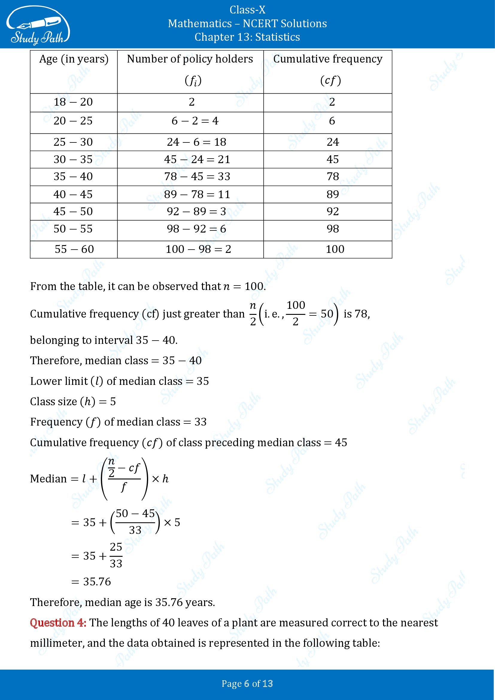 NCERT Solutions for Class 10 Maths Chapter 13 Statistics Exercise 13.3 00006