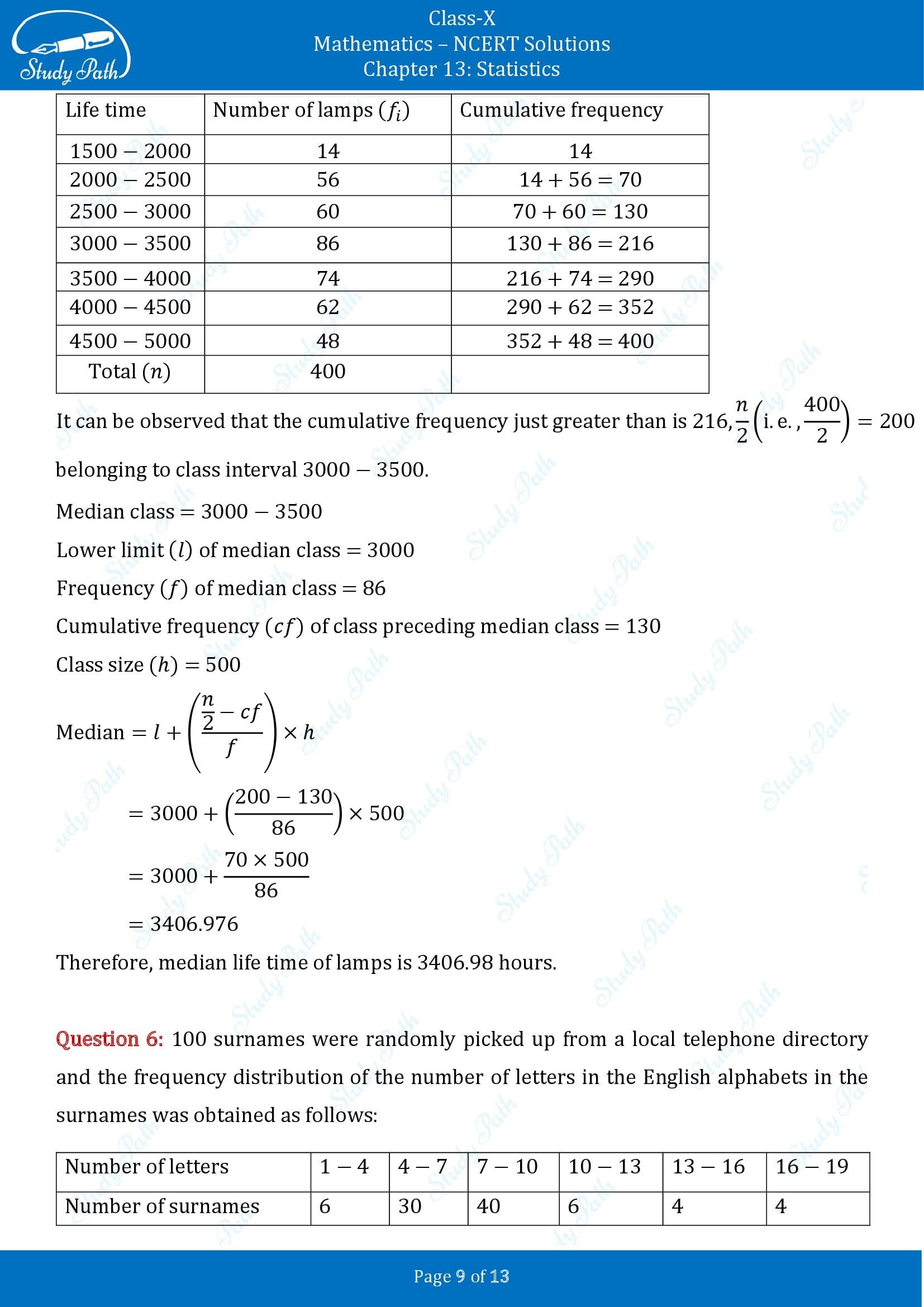 NCERT Solutions for Class 10 Maths Chapter 13 Statistics Exercise 13.3 00009