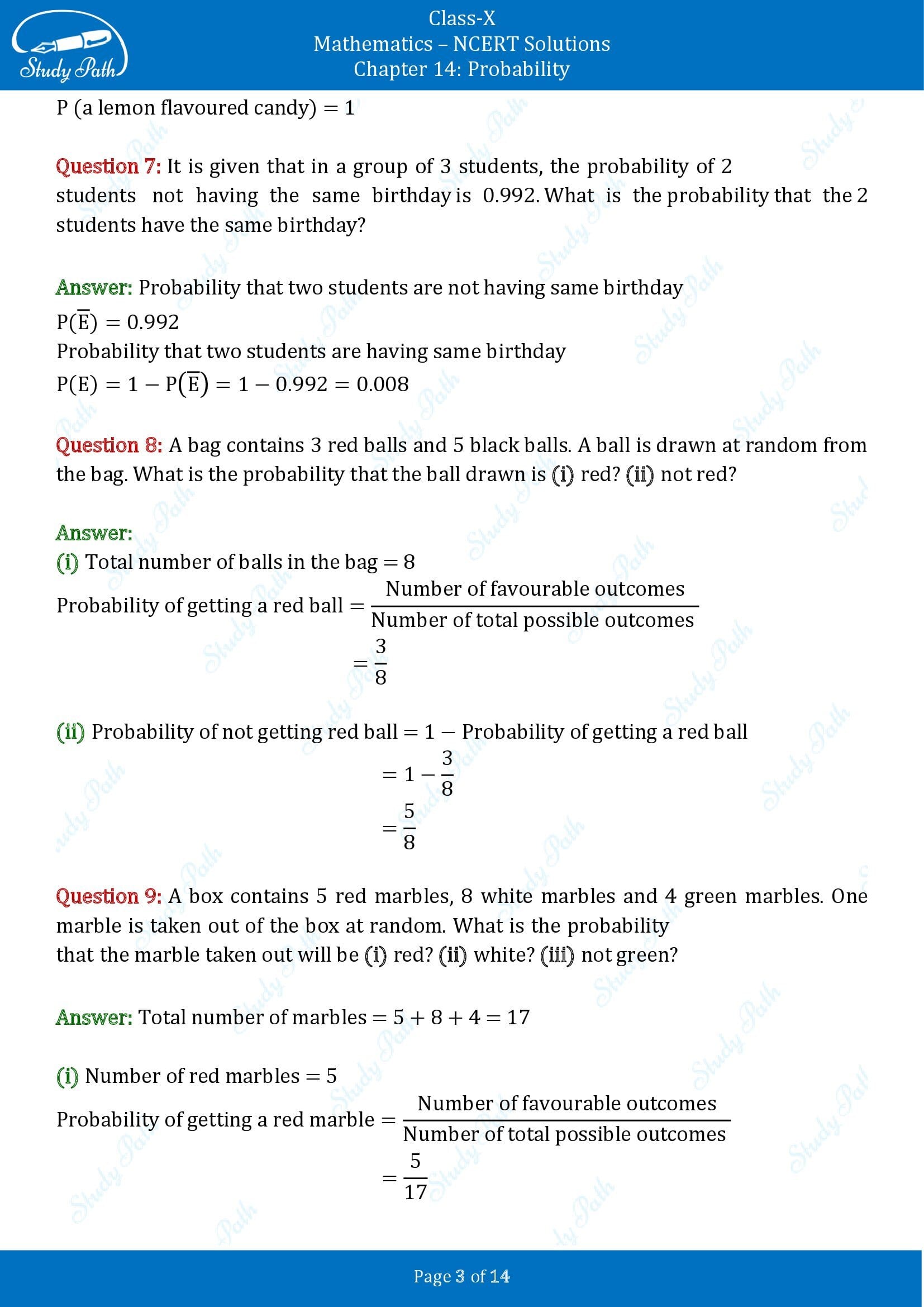 NCERT Solutions for Class 10 Maths Chapter 14 Probability Exercise 14.1 00003