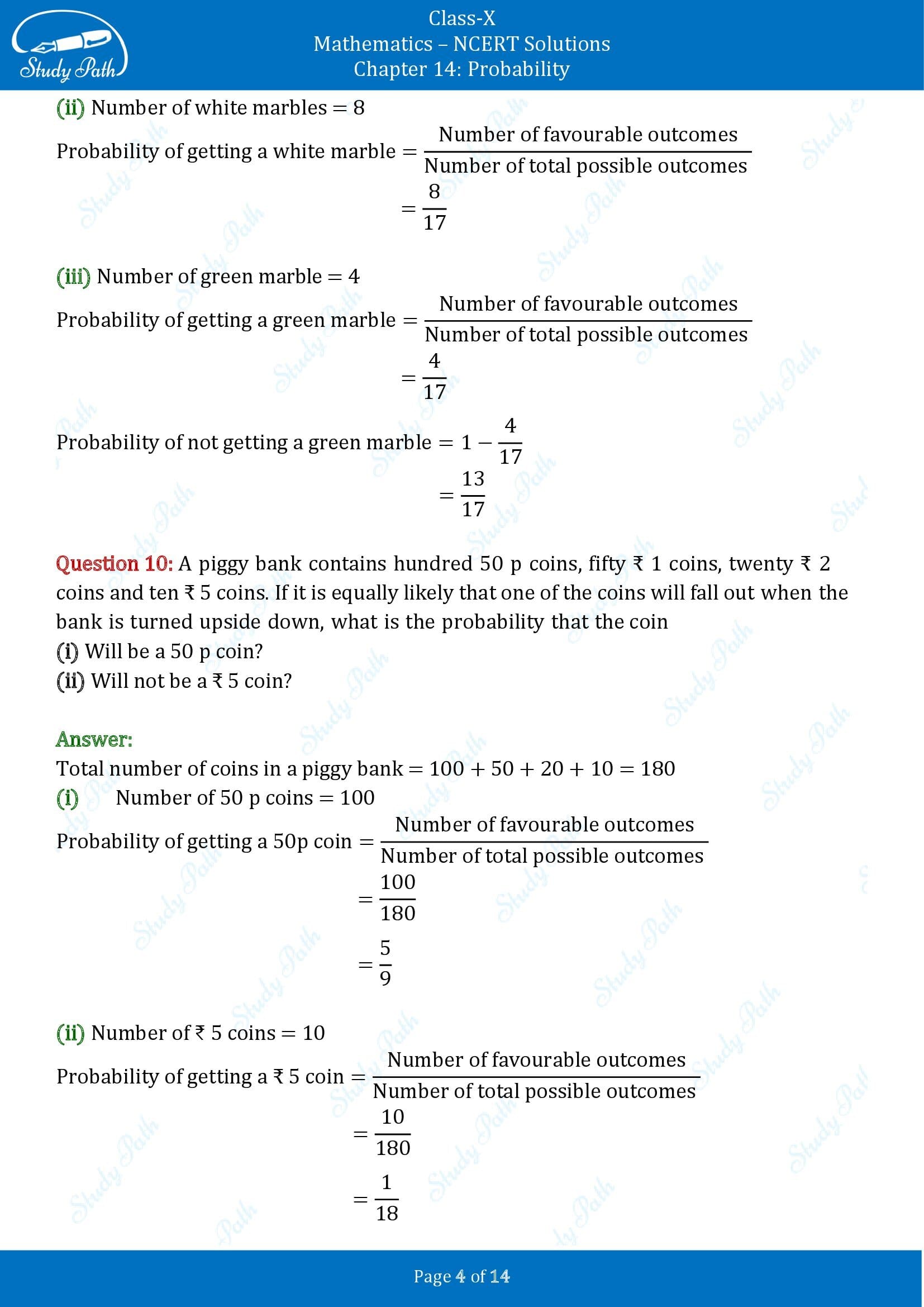 NCERT Solutions for Class 10 Maths Chapter 14 Probability Exercise 14.1 00004