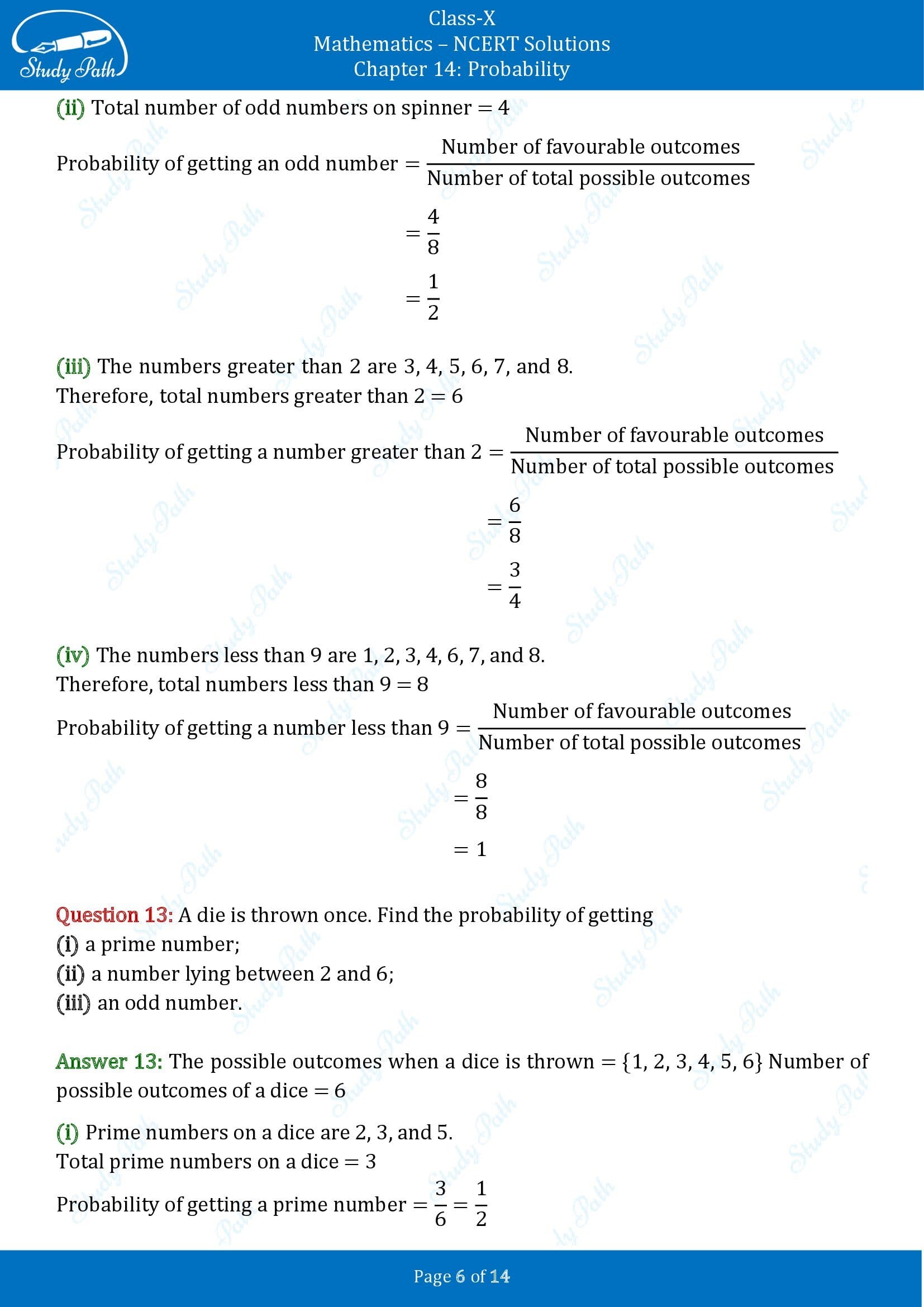 NCERT Solutions for Class 10 Maths Chapter 14 Probability Exercise 14.1 00006