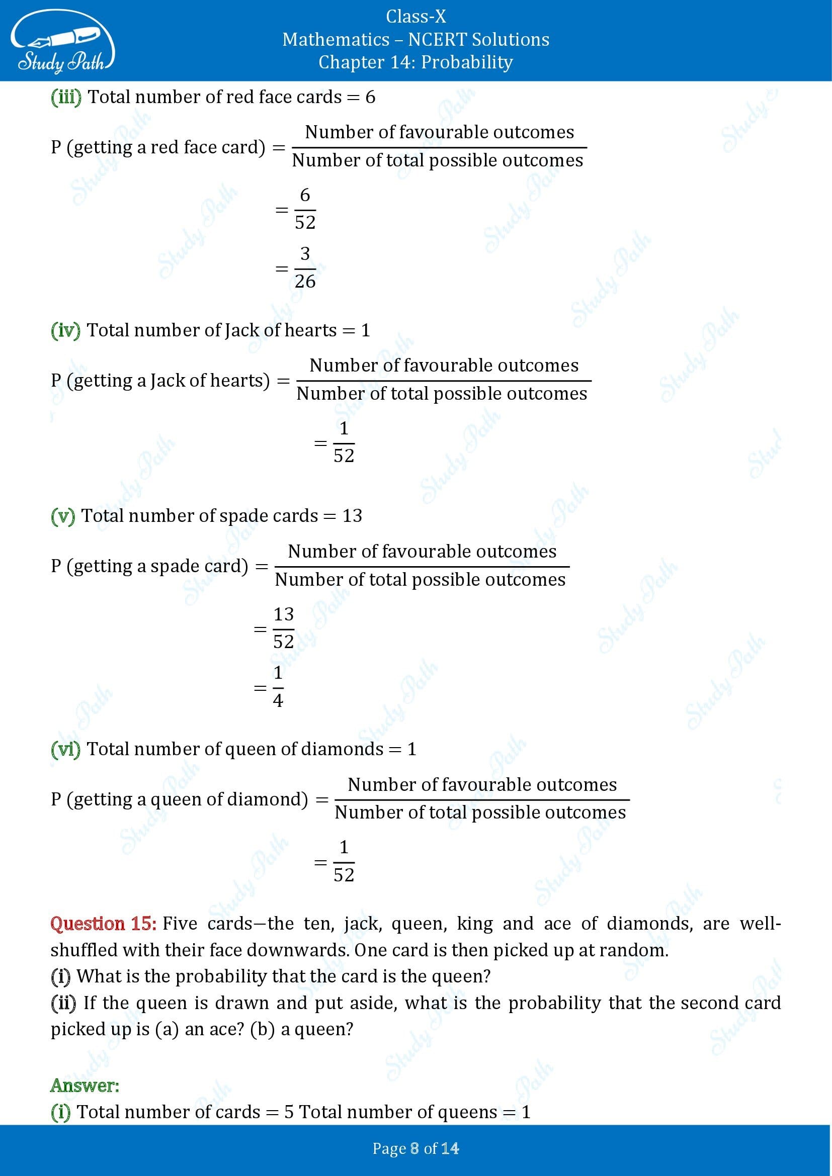 NCERT Solutions for Class 10 Maths Chapter 14 Probability Exercise 14.1 00008