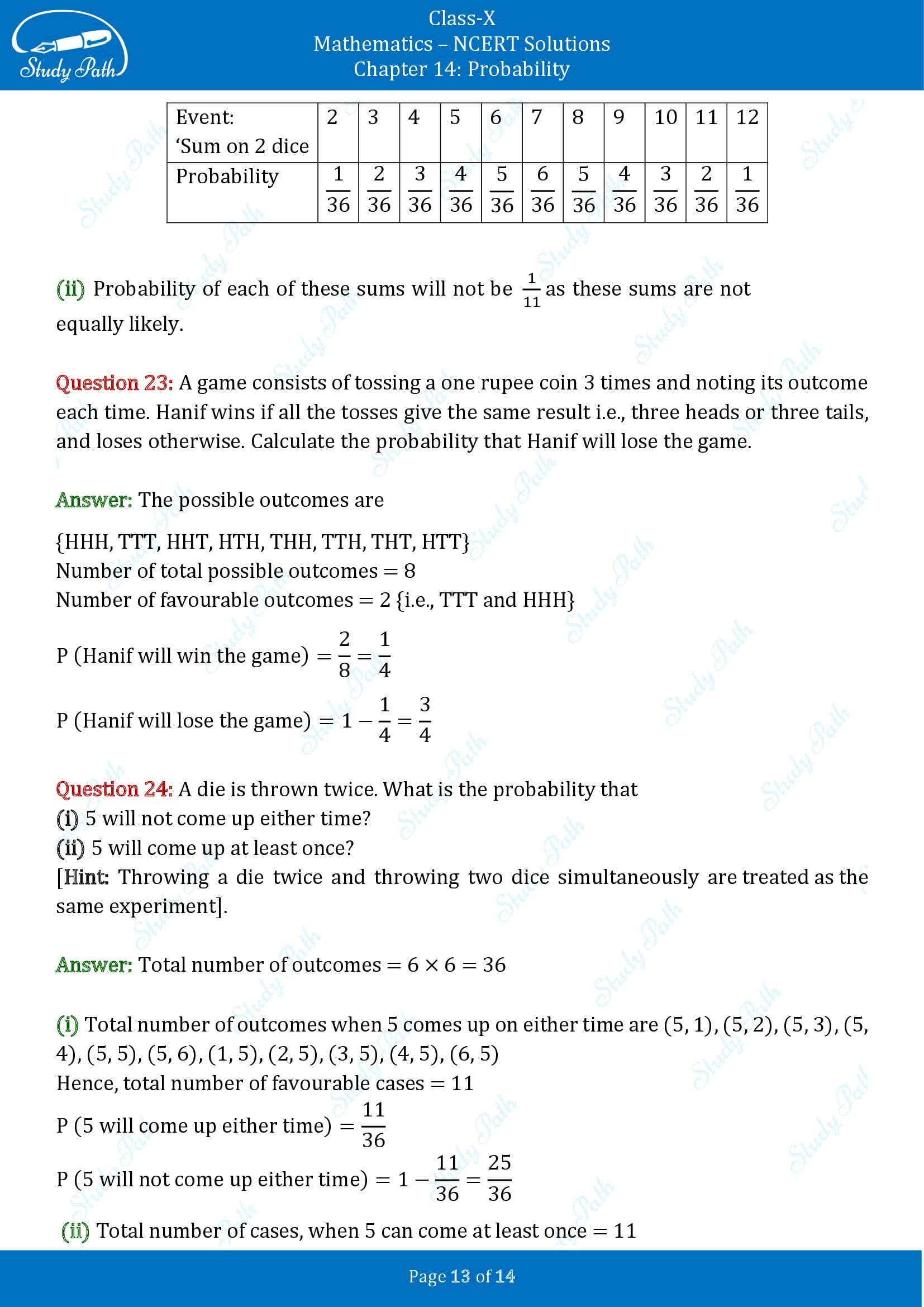 NCERT Solutions for Class 10 Maths Chapter 14 Probability Exercise 14.1 00013