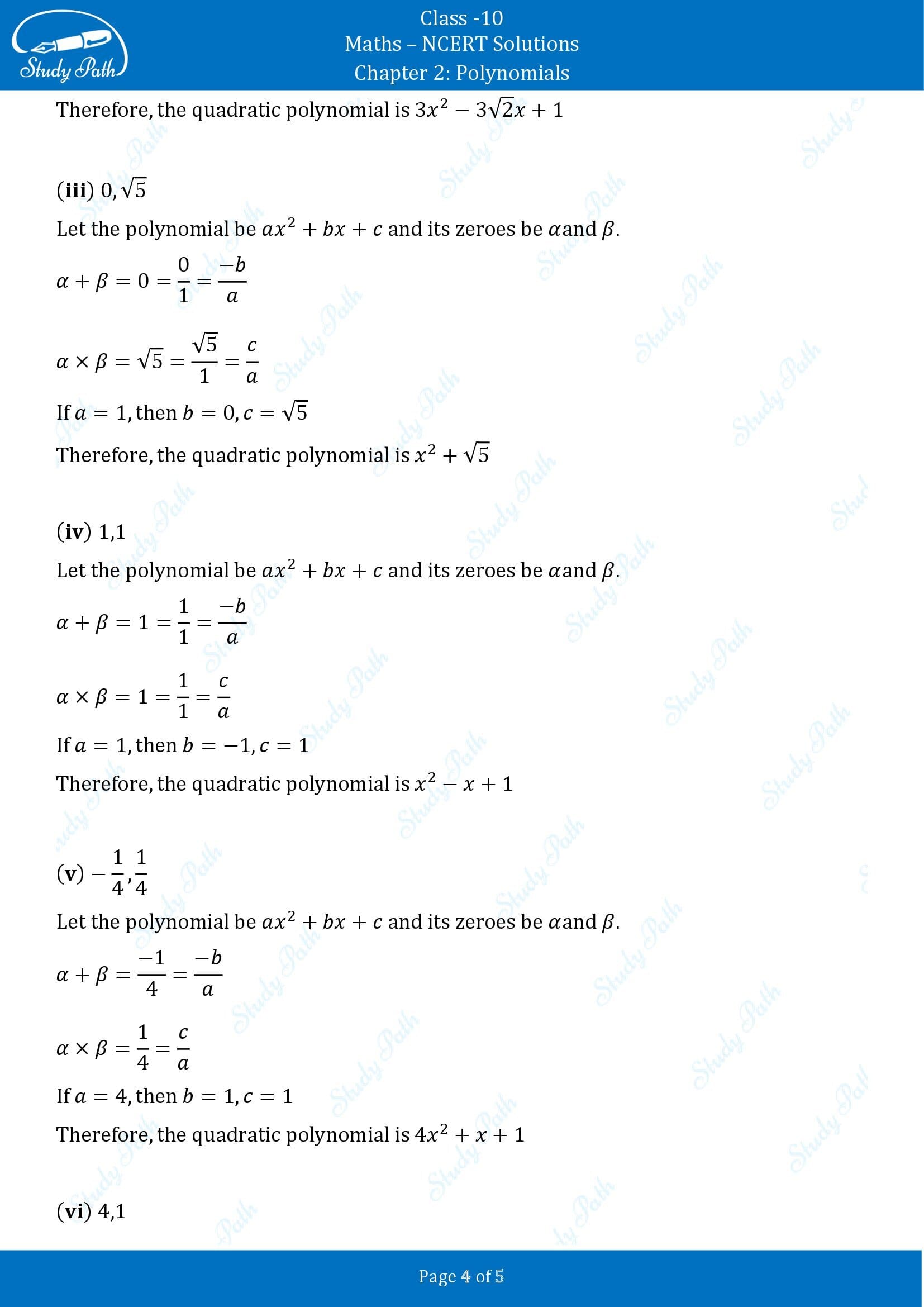 NCERT Solutions for Class 10 Maths Chapter 2 Polynomials Exercise 2.2 00004