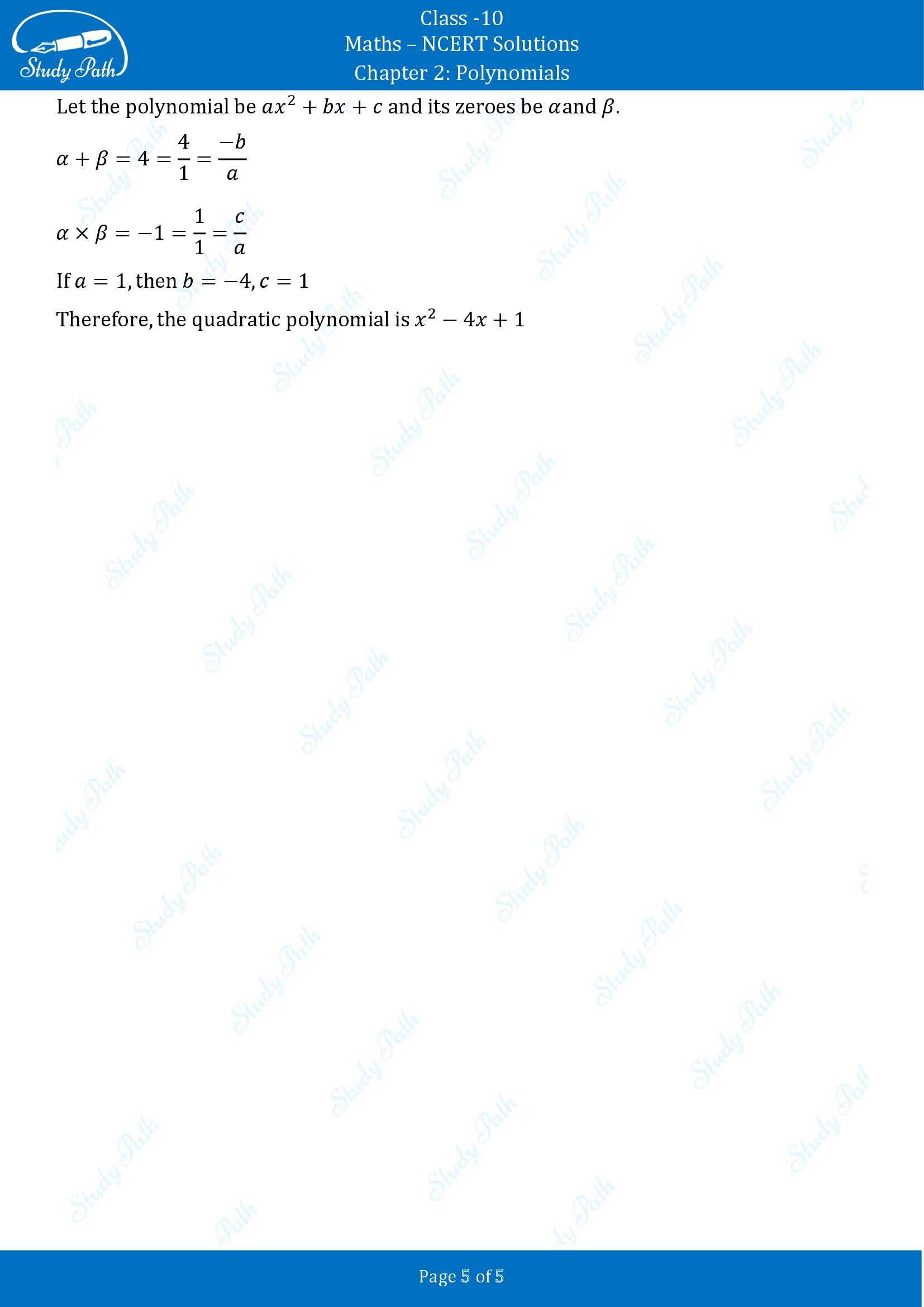 NCERT Solutions for Class 10 Maths Chapter 2 Polynomials Exercise 2.2 00005