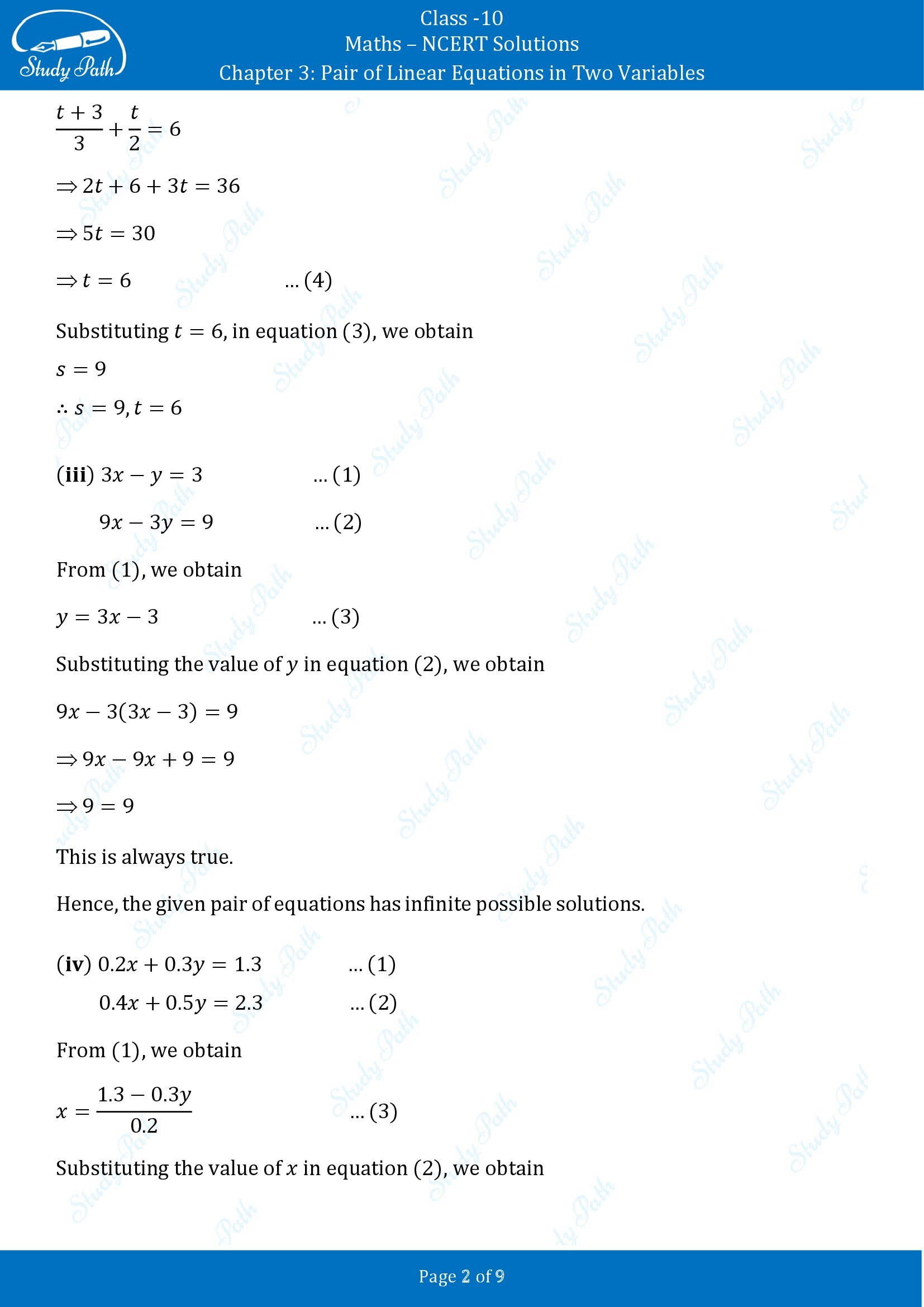 NCERT Solutions for Class 10 Maths Chapter 3 Pair of Linear Equations in Two Variables Exercise 3.2 00002